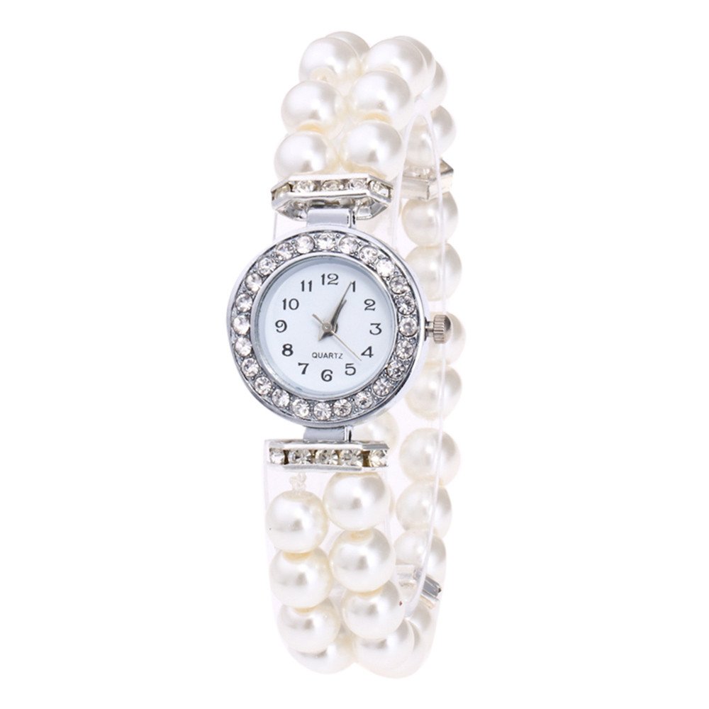 Elegant Women's Pearl Strap Quartz Watch - Silver Casual Fashion Wristwatch for Everyday Wear, Office & Special Occasions