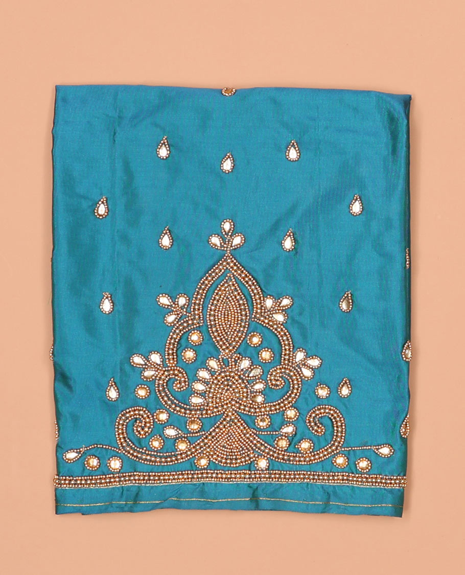 Blue Floral Aari Embroidery Fabric Blouse for Women – Elegant Handcrafted Top for Parties, Weddings & Festive Occasions