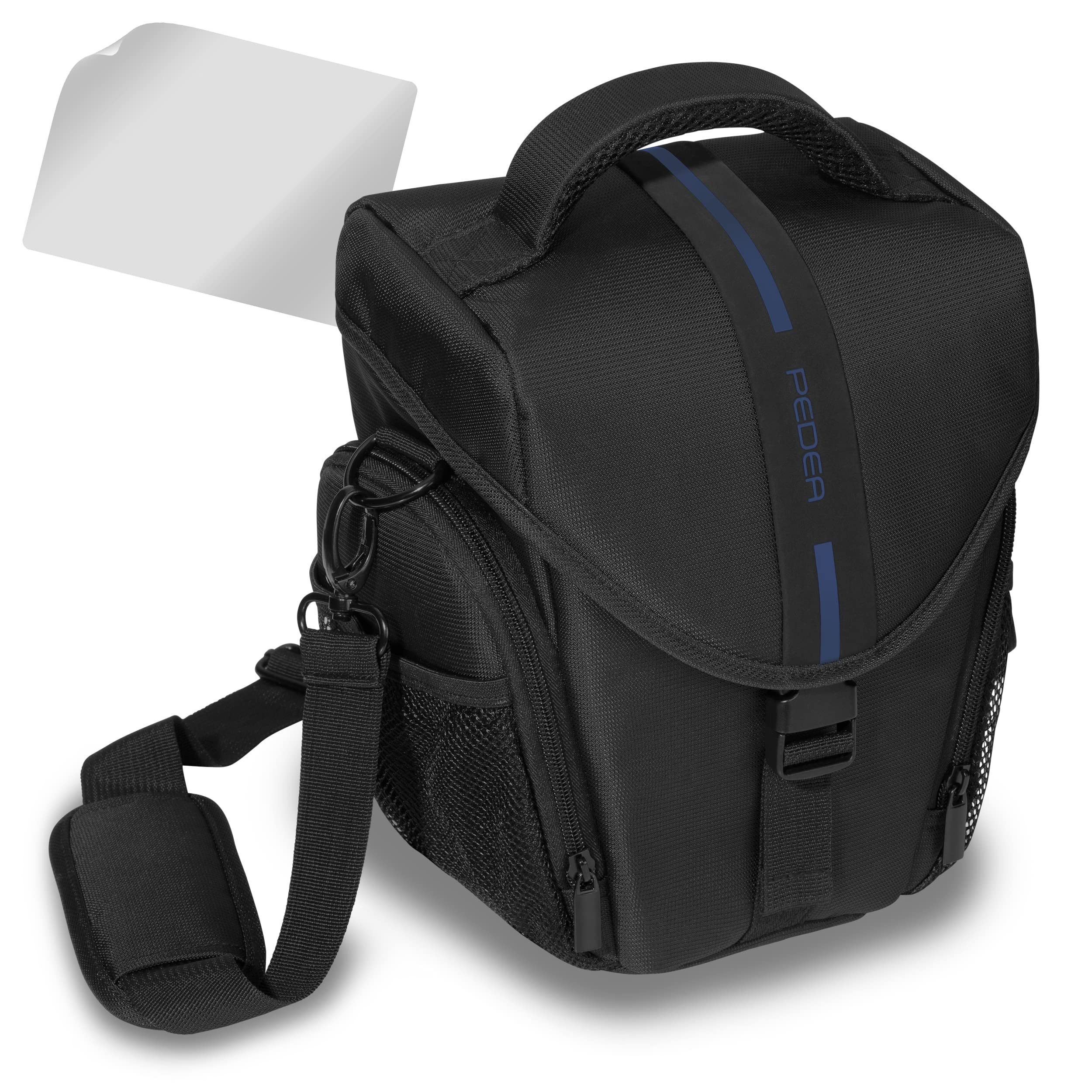 Waterproof DSLR Camera Case for Panasonic Lumix DMC G70/G81/GM5/GX80/GH4/GX8, Sony Alpha 6500, Nikon D5600 - Large SLR Bag with Rain Cover & Screen Protector (Blue) - Perfect for Travel, Hiking & Outdoor Photography