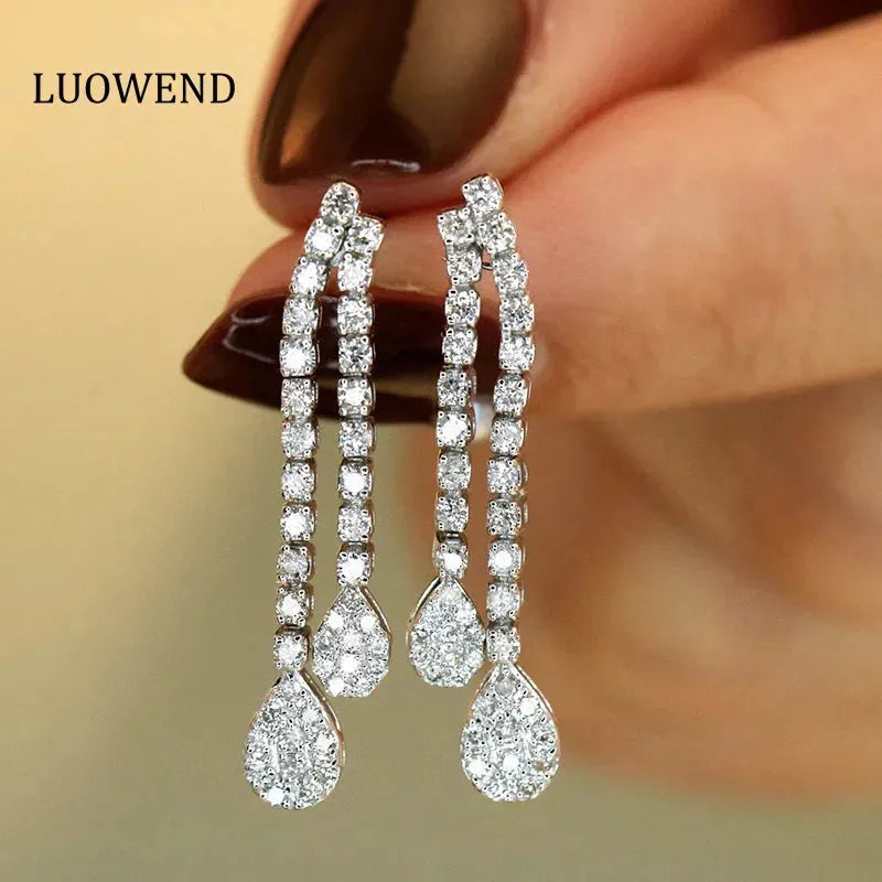 18K White Gold Diamond Drop Earrings for Women - 0.70 Carat Natural Diamond Fashion Jewelry | Elegant Party, Wedding & Evening Wear Accessories