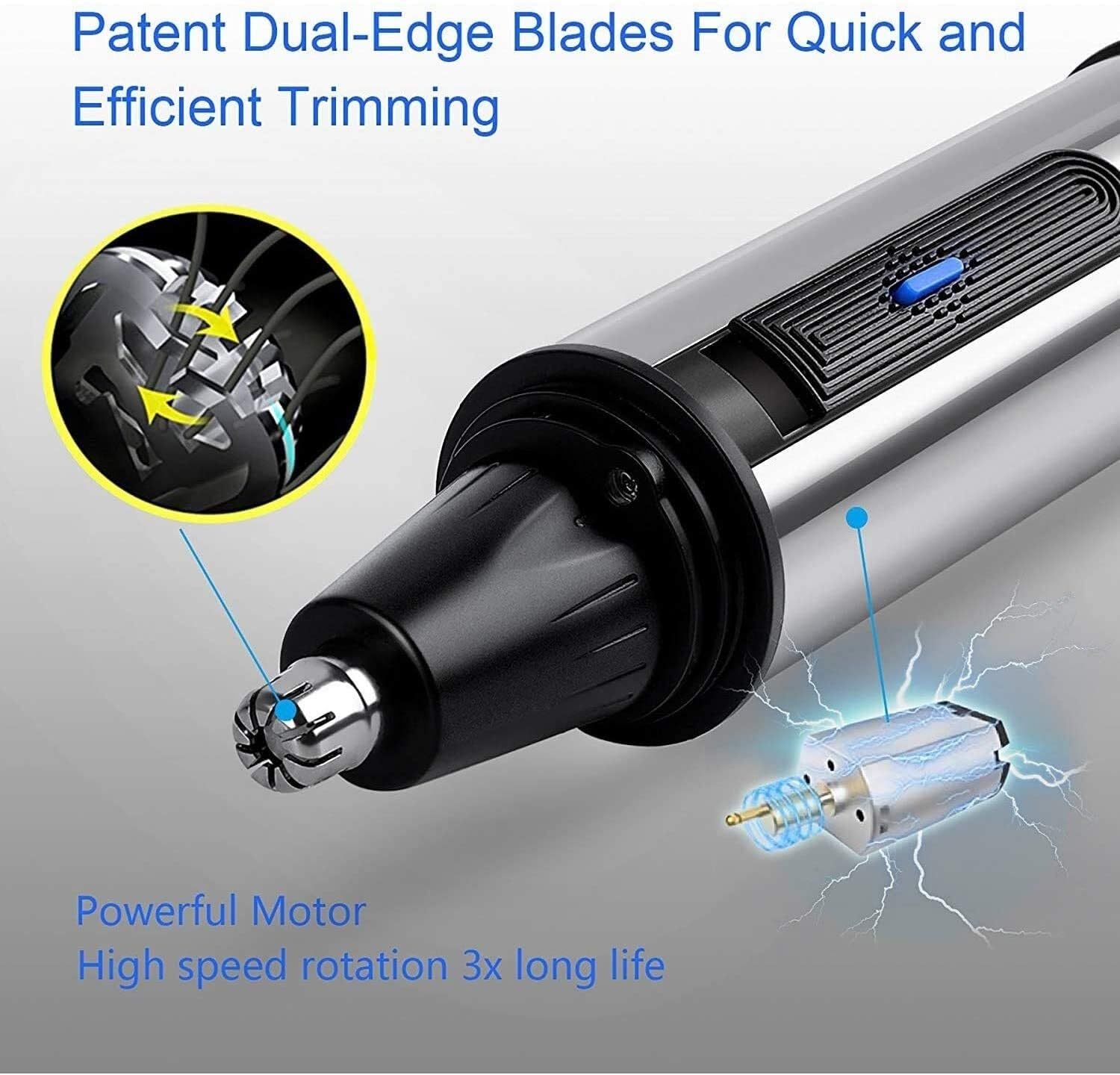 Professional Painless Eyebrow & Facial Hair Trimmer for Men and Women - IPX7 Waterproof, Battery-Operated with Dual Edge Blades for Easy Cleaning - Perfect for Travel, Grooming, and Personal Care Routines