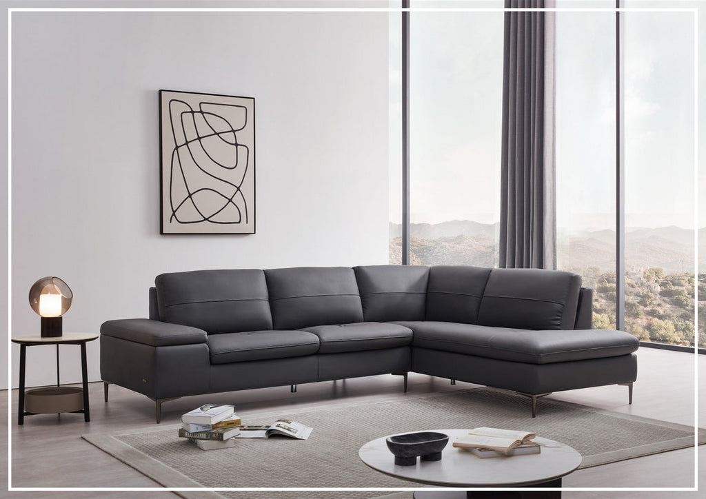 Gio Italia Decker L-Shaped Italian Leather Sectional Sofa - Modern Luxury Living Room Furniture for Home & Office Comfort