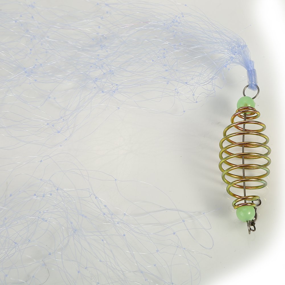 VGEBY 4pcs Copper Cast Fishing Net with Luminous Beads - 8# Spring Net for Night & Shoal Fishing - Perfect for Saltwater, Freshwater, and Beach Fishing Adventures