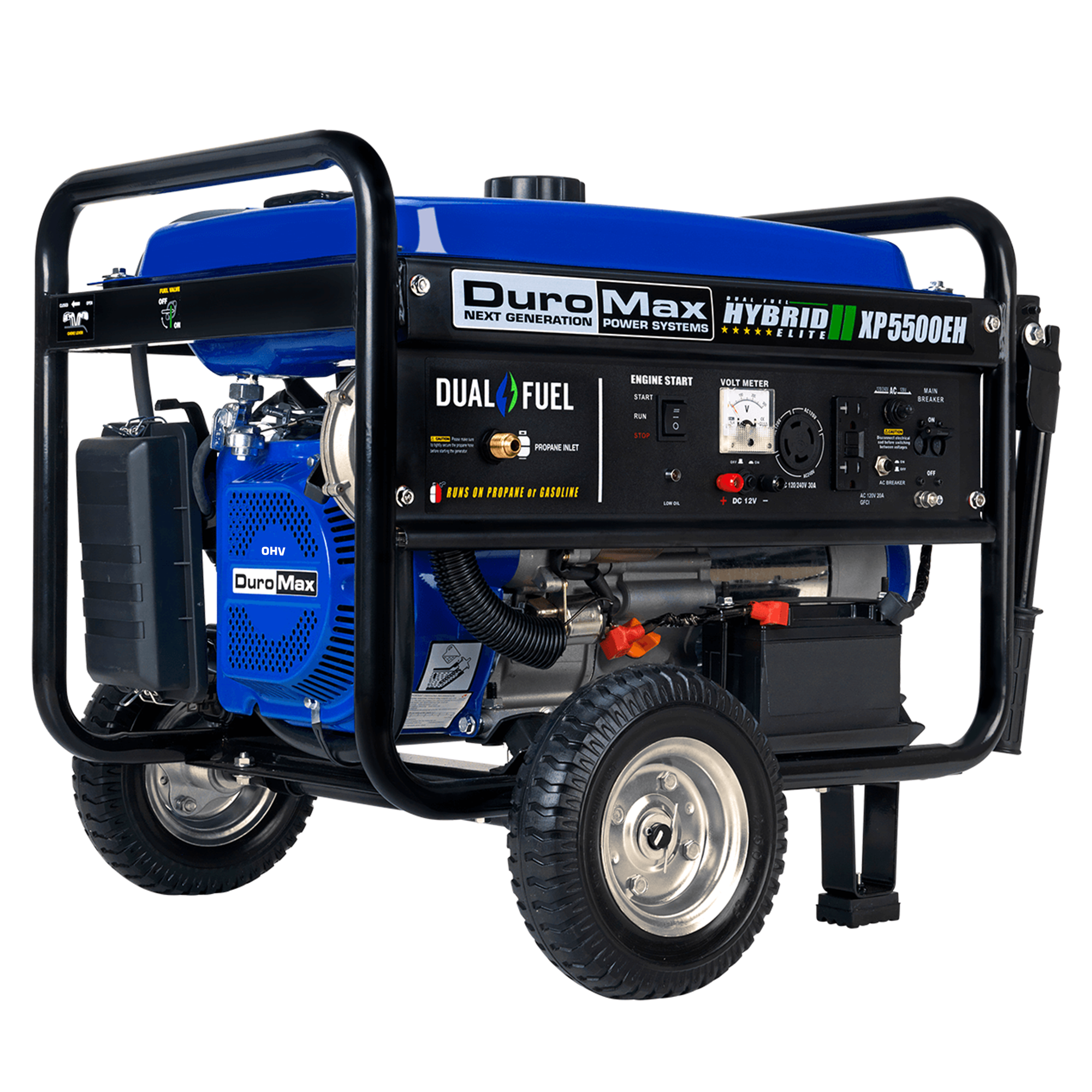 5,500 Watt Dual Fuel Portable Generator - Gas & Propane Powered - Emergency Backup & Outdoor Power for Camping, RV, Home Use