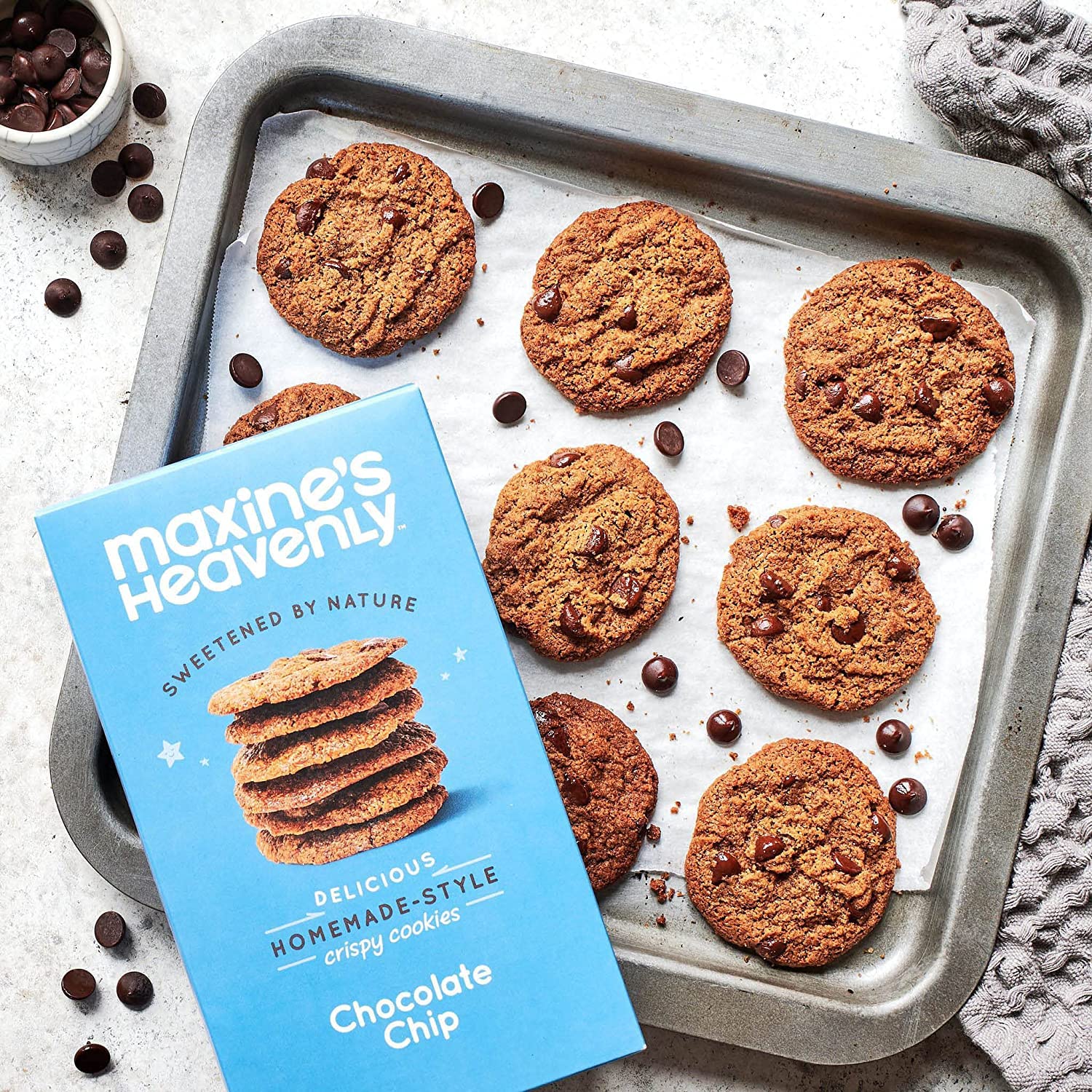 Maxine's Heavenly Gluten-Free Cookie Variety Pack - Chocolate Chip & Oatmeal Cookies | Vegan, Dairy-Free, Low Sugar Snacks Sweetened with Coconut Sugar & Dates | 7.2oz Each (4-Pack) | Perfect for Healthy Snacking, Office Treats & Gift Baskets