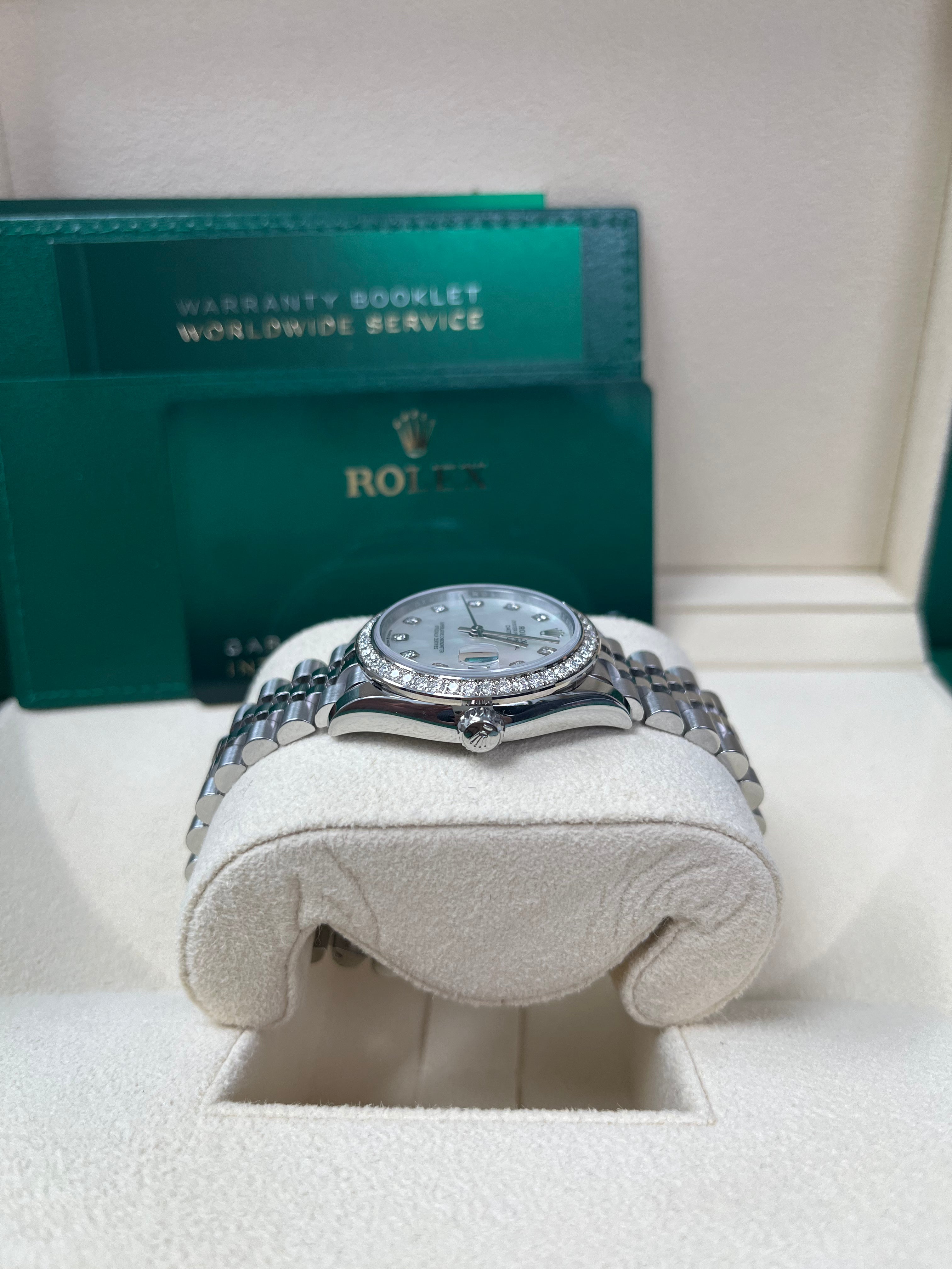 Rolex Datejust 31 Watch - Diamond Bezel & White Mother of Pearl Diamond Dial - Jubilee Bracelet 278384RBR - Luxury Gift for Women, Anniversary & Special Occasions