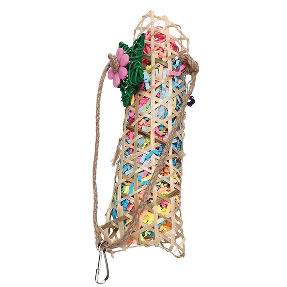 2pcs Natural Rattan Bird Chew Toys - Parrot Shredder & Hammock Plaything for Biting, Hanging & Foraging - Perfect for Christmas Gifts & Birdcage Enrichment | Ideal for Parrots, Cockatiels & Small Birds to Relieve Stress & Exercise Beaks