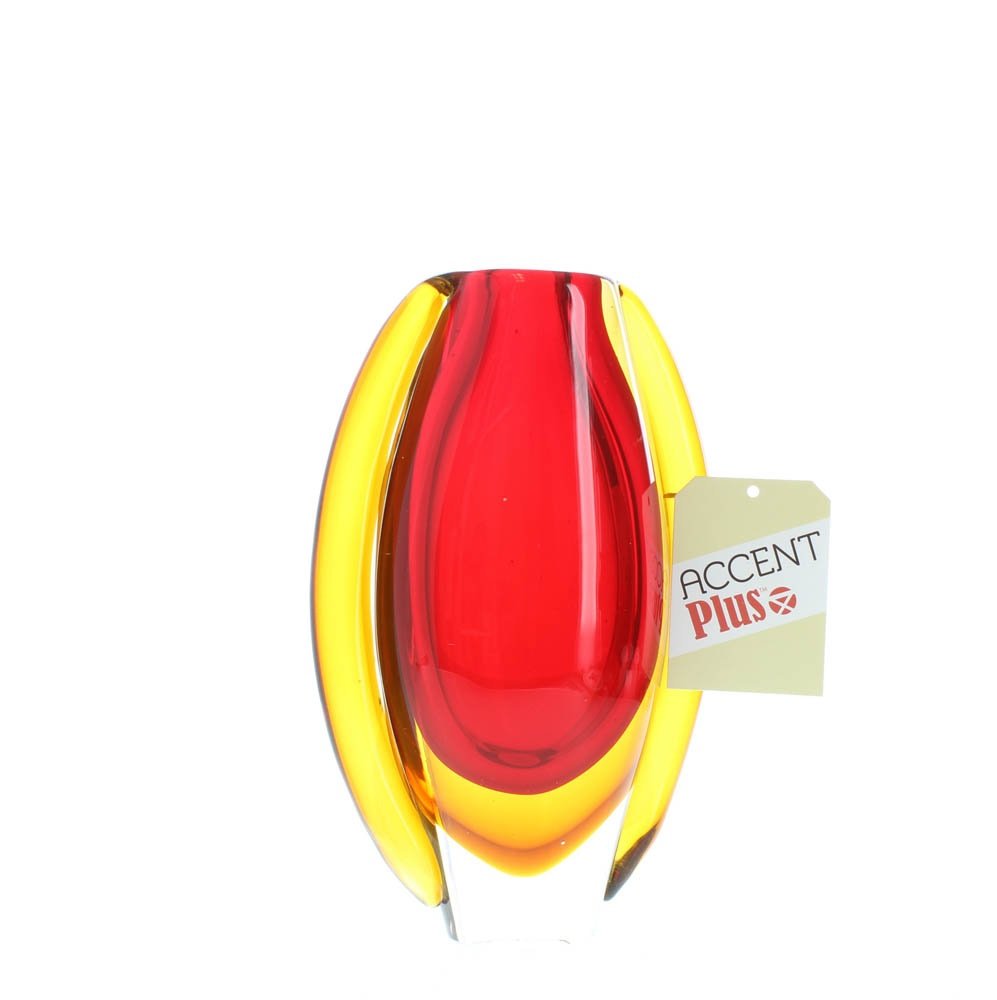 Red Glass Vase - Small Decorative Flower Vase for Home Decor | Perfect for Centerpieces, Wedding Decor & Tabletop Arrangements