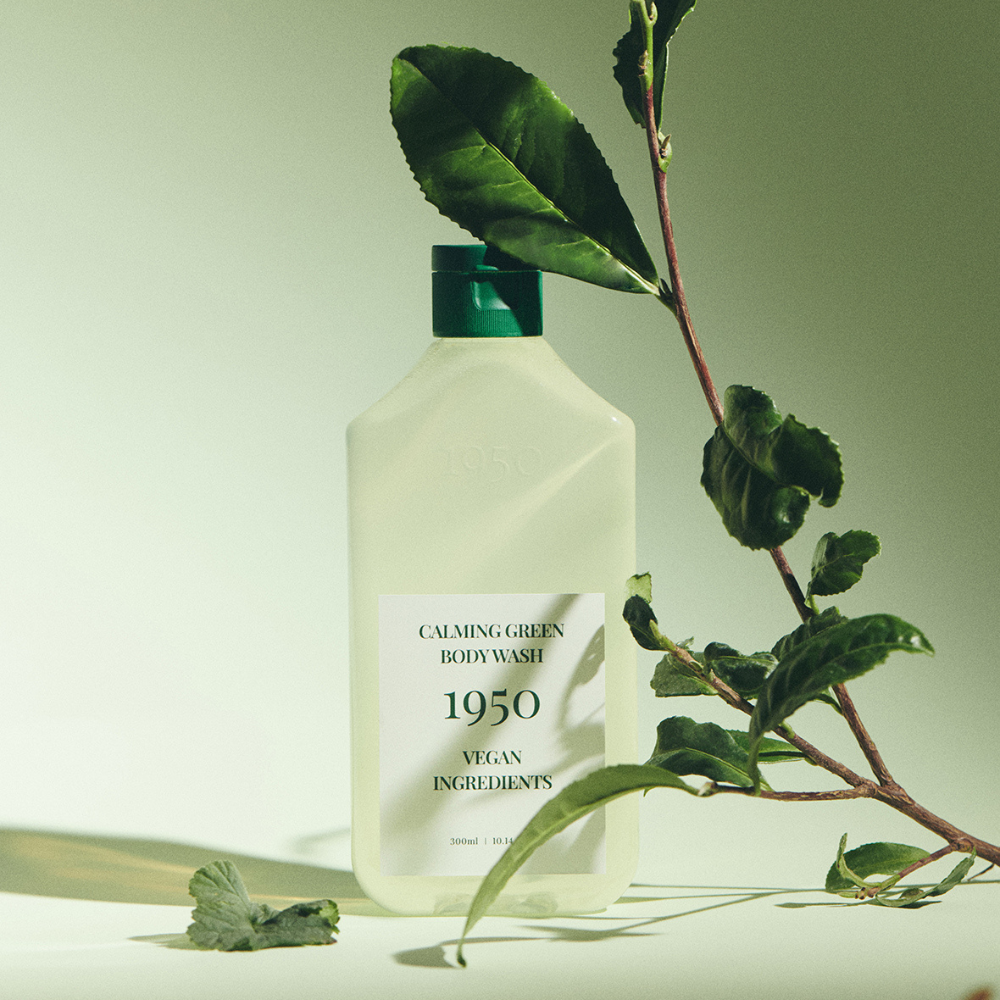 1950 Jeju Calming Green Tea Body Wash 300ml - Soothing & Hydrating Shower Gel for Sensitive Skin - Perfect for Daily Relaxation & Stress Relief
