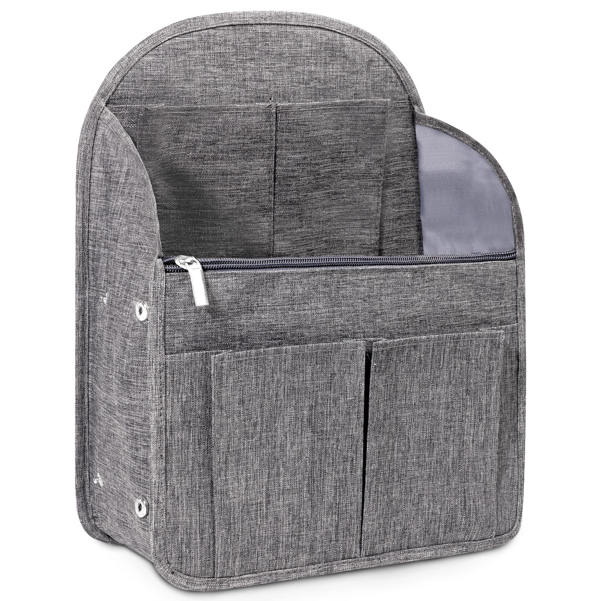 Large Lightweight Waterproof Nylon Backpack Organizer Insert with Multiple Pockets - Fits Backpacks, Diaper Bags, Rucksacks & Sports Bags (Grey) - Perfect for Travel, Work, School & Outdoor Activities