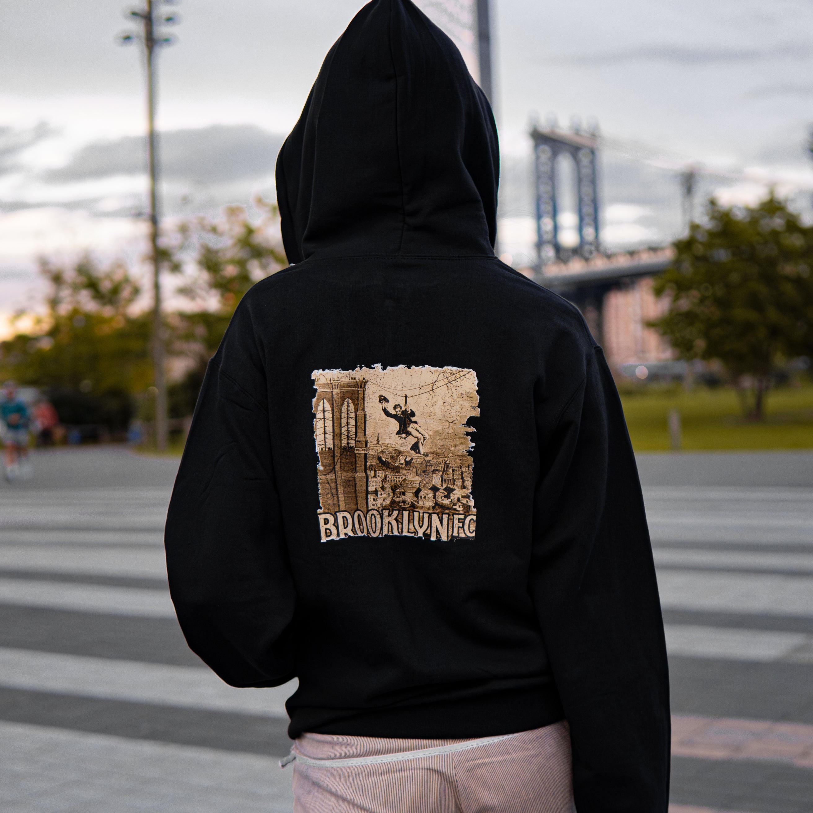 Brooklyn FC Bridge Retro Black Full Zip Up Jacket - Vintage Soccer Style Windbreaker for Men & Women - Perfect for Game Day, Casual Outfits & Streetwear Fashion