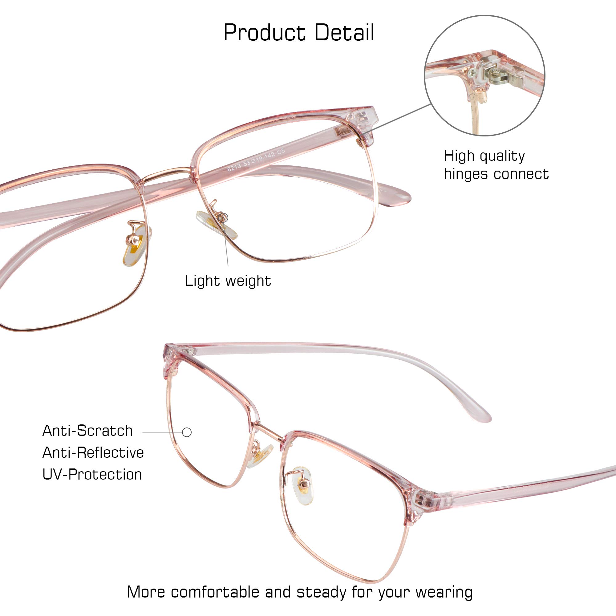 VisionGlobal Blue Light Blocking Bifocal Glasses for Women & Men - Anti Eyestrain Computer Reading Glasses with Stylish Square Frame - Perfect for Office Work, Gaming & Screen Time