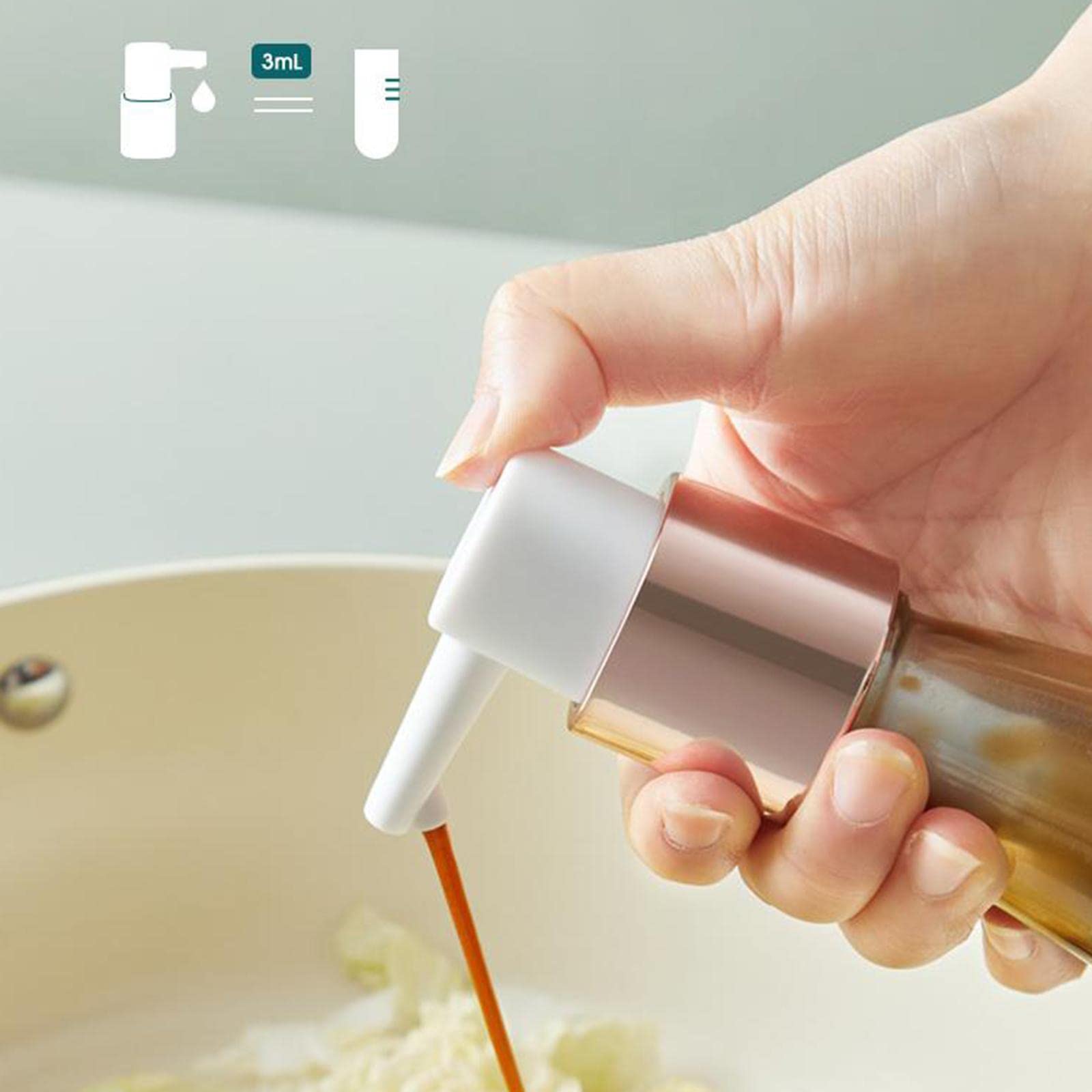 LYLA Sauce Dispenser Pump with Hose - Premium Kitchen Gadget for Olive Oil, Vinegar & Liquids - White Gold Stainless Steel Design - Perfect for Restaurants, Home Kitchens & Salad Bars
