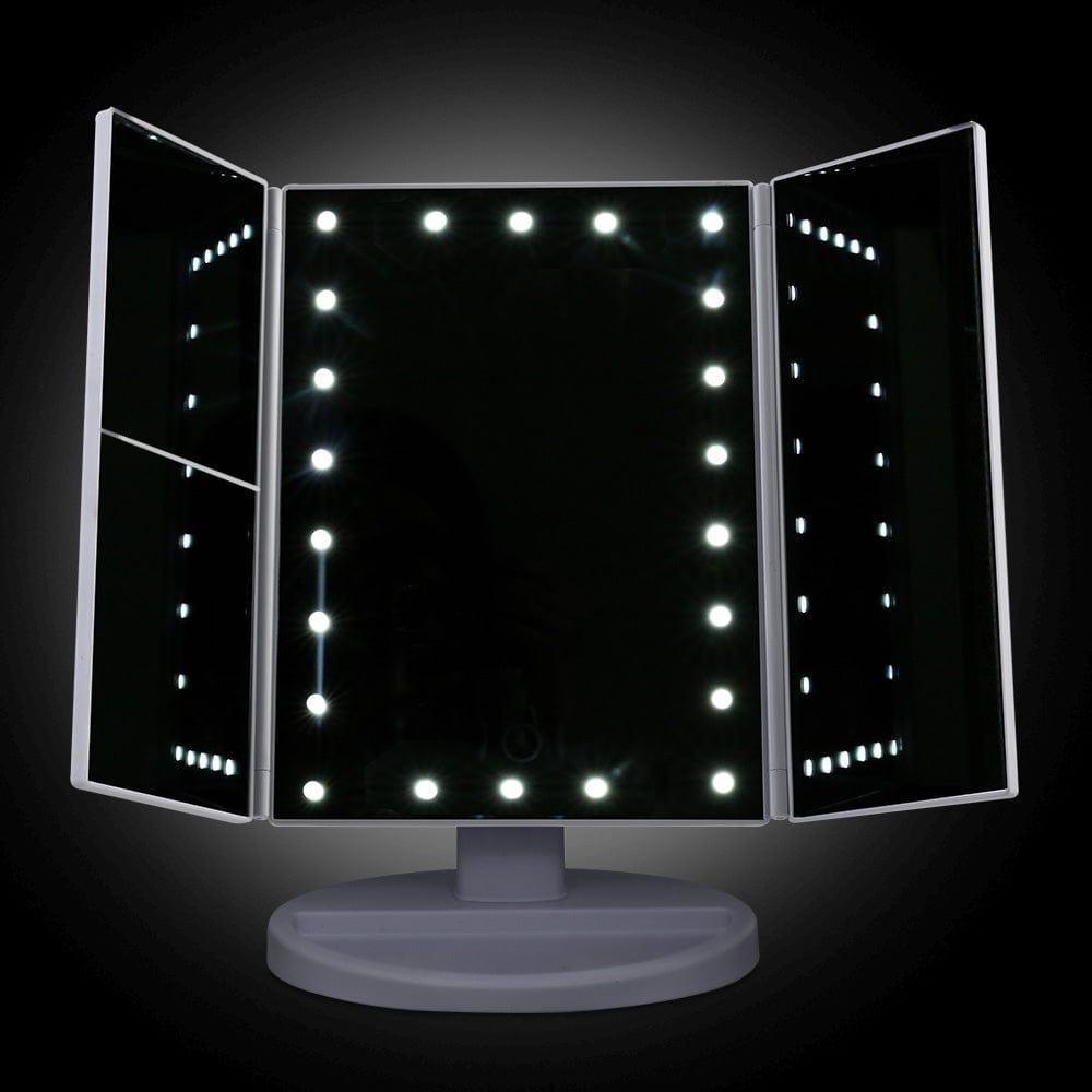 Embellir Makeup Mirror with 1X/2X/3X Magnification & 22 LED Lights - Tri-Fold Vanity Mirror with Storage for Makeup Application, Skincare, and Travel