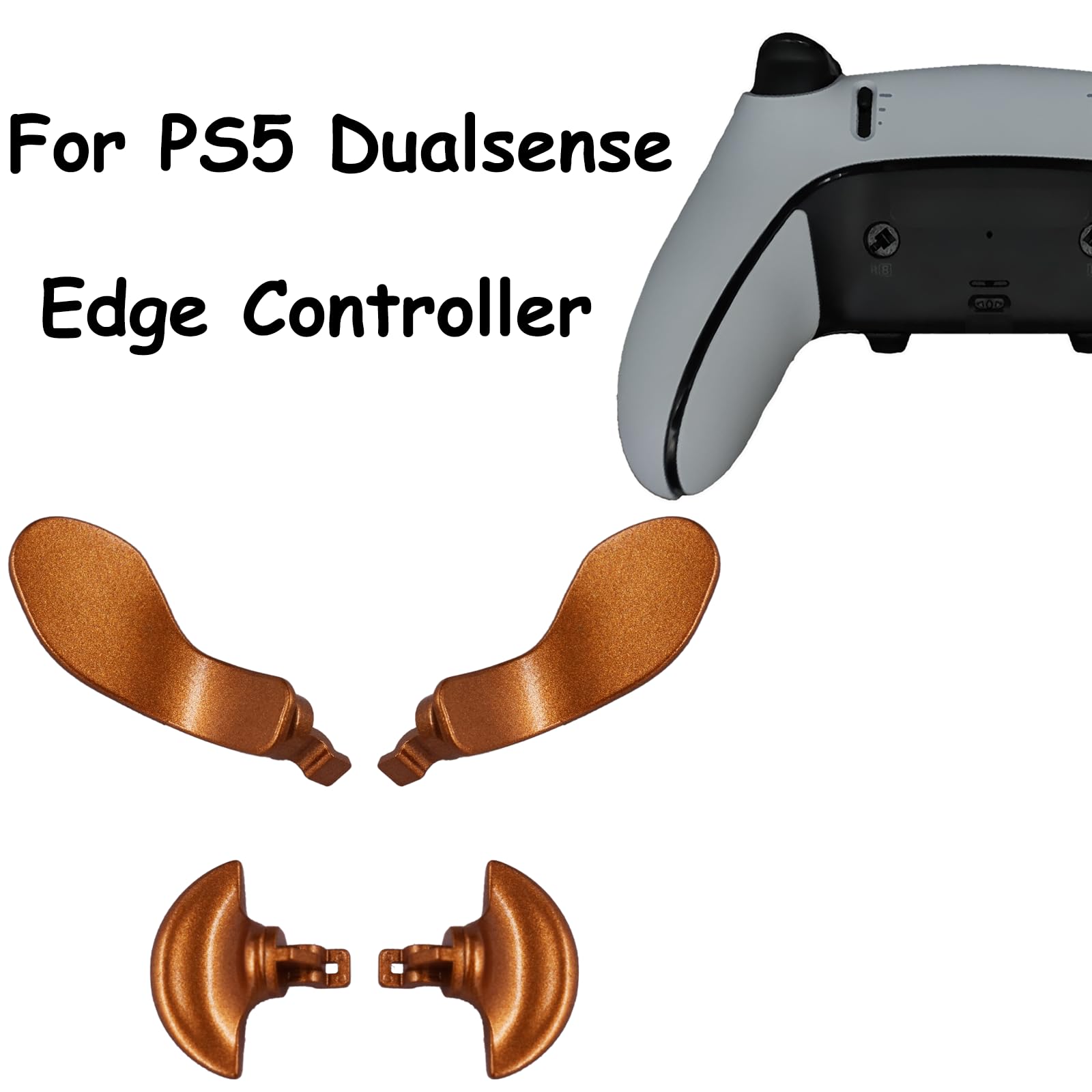 4 Replacement Back Paddles for PS5 DualSense Edge Controller - Gold Metal Back Buttons, Compatible with PS5 DualSense Edge - Enhance Your Gaming Experience for FPS, Racing & Action Games