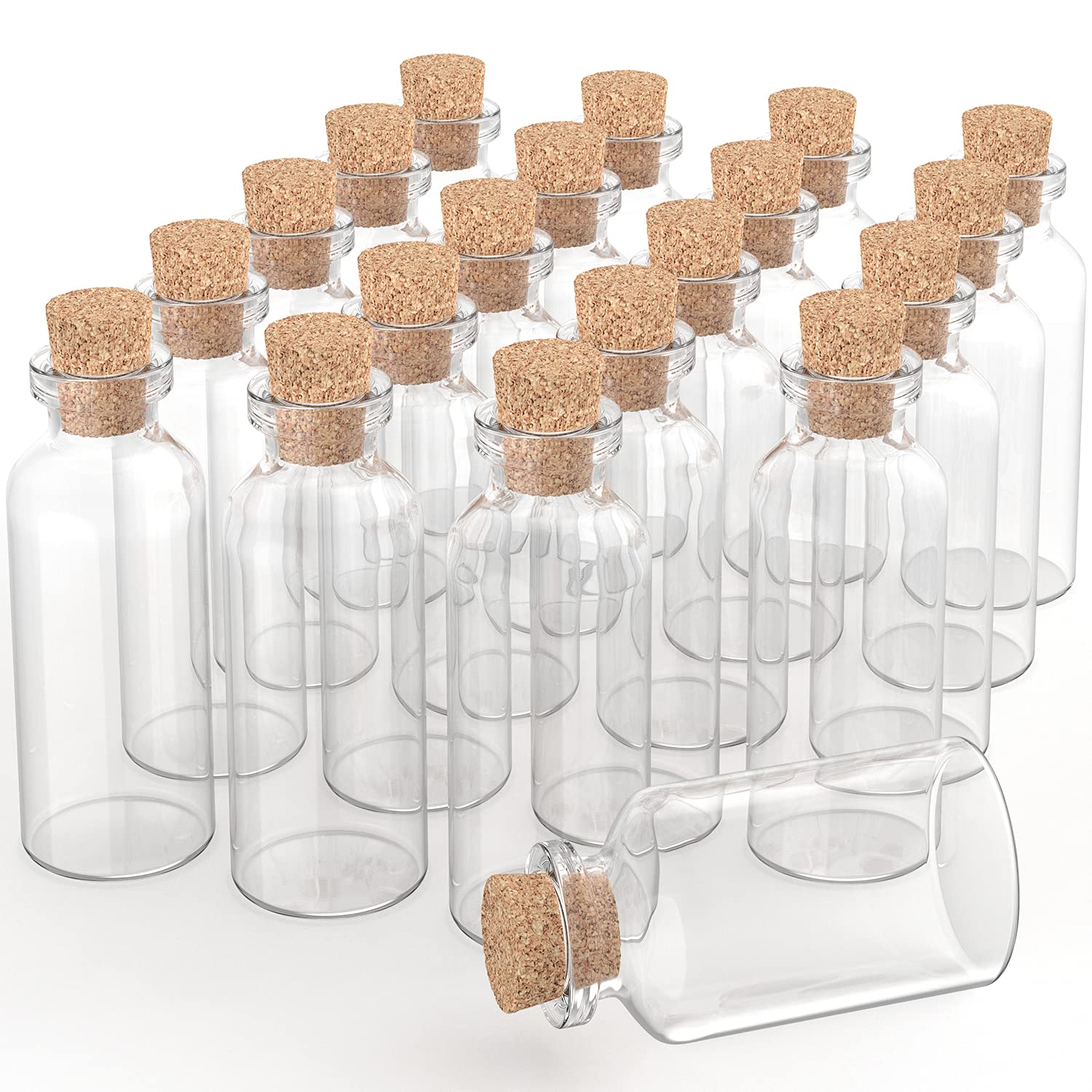 Axe Sickle 10mL Cork Stopper Glass Bottles - Mini Transparent Glass Vials (48-Pack) - Perfect for Essential Oils, Perfumes, DIY Crafts & Herbal Extracts