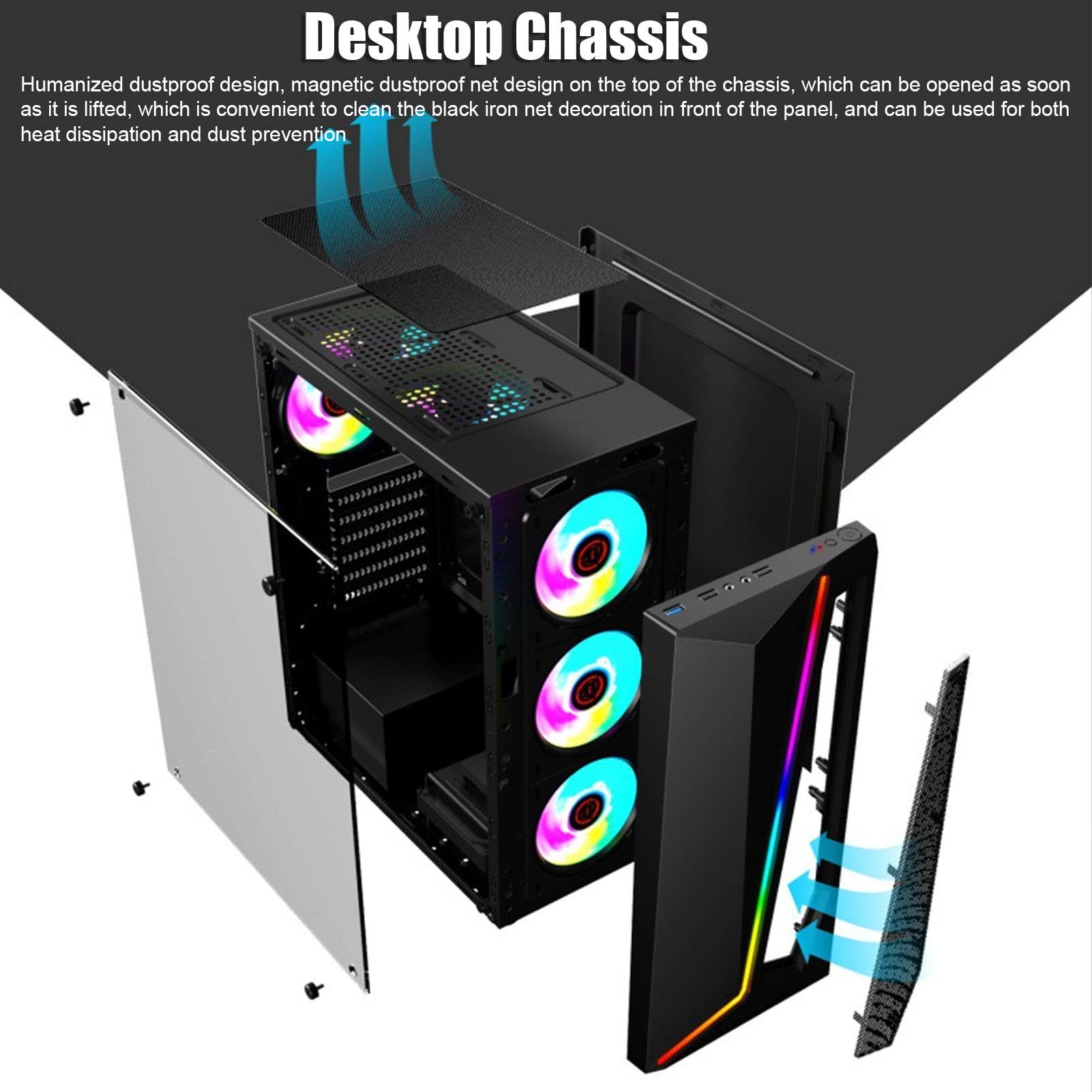 ATX/Micro ATX/Mini ITX PC Gaming Case - Dustproof Computer Chassis for Desktop Builds | Perfect for Gaming Rigs, Workstations & Home Office Setups