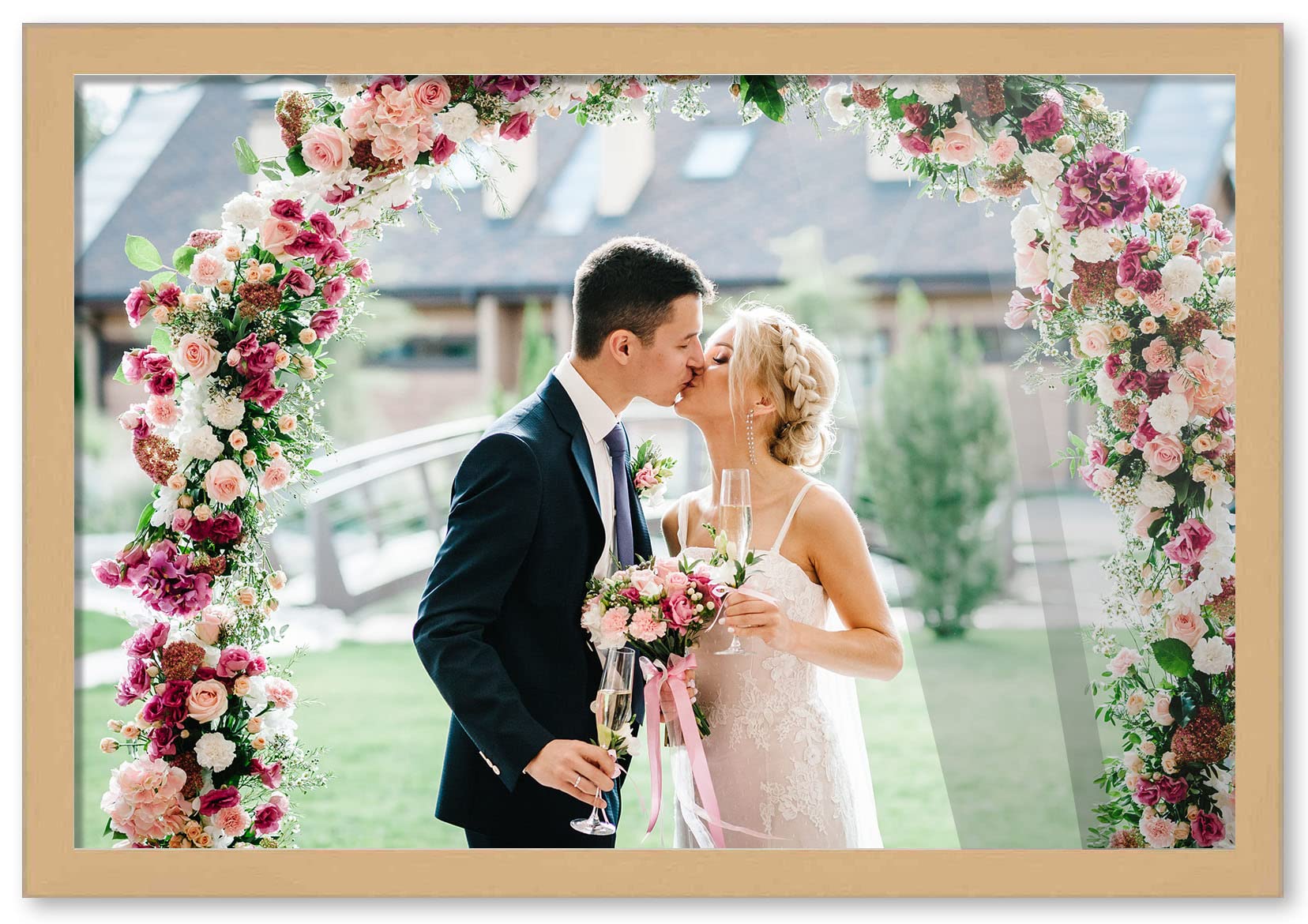 CountryArtHouse 46x23 Inch Natural Wood Picture Frame - 0.75 Inch Moulding Width with UV Acrylic Plexiglass, Foam Board Backing & Hanging Hardware - Perfect for Wall Art, Family Photos, and Home Decor Display