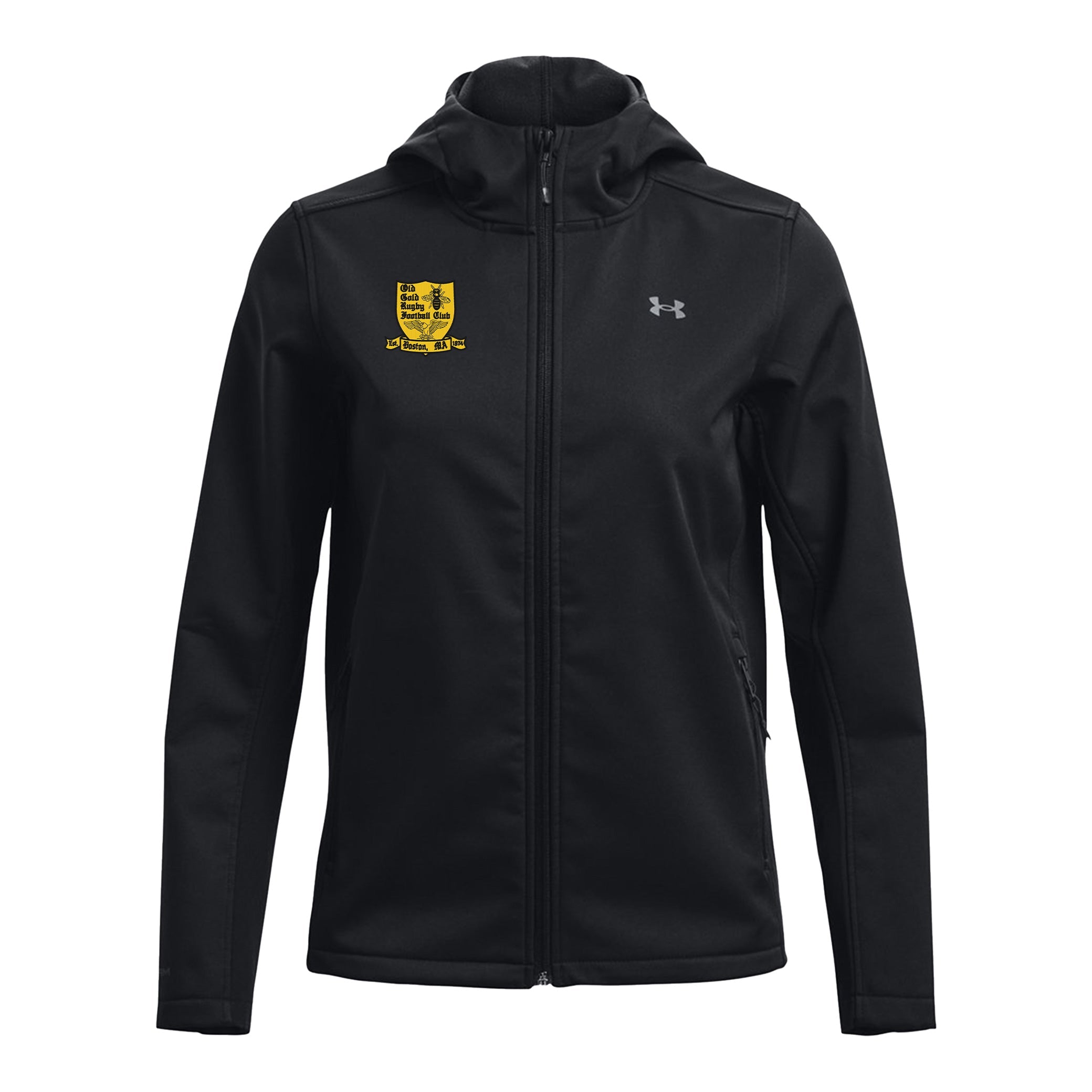 Old Gold RFC UA Women's CGI Hooded Jacket - Lightweight Waterproof Windbreaker for Outdoor Hiking, Running & Casual Wear