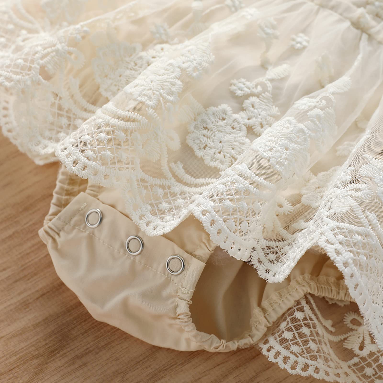 CIYCUIT Baby Girl Lace Romper - Boho Style Newborn Photography Outfits - Perfect for Photo Shoots, Birthday Parties & Special Occasions