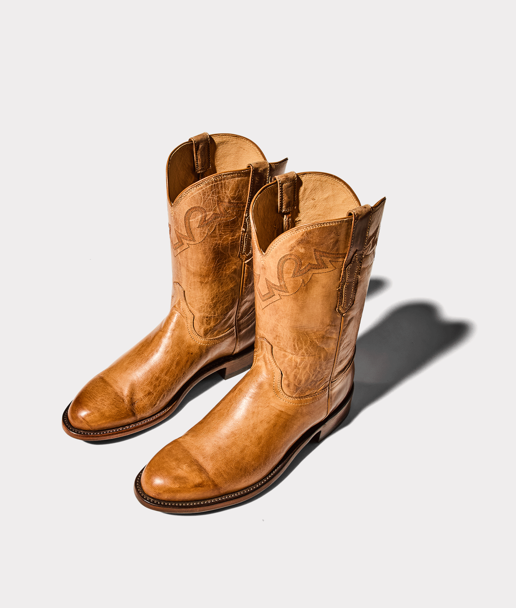 Sunset Roper Tan Goat Leather Cowboy Boots for Men - Western Style Riding Boots with Comfortable Fit - Perfect for Rodeo, Country Dancing, and Outdoor Adventures