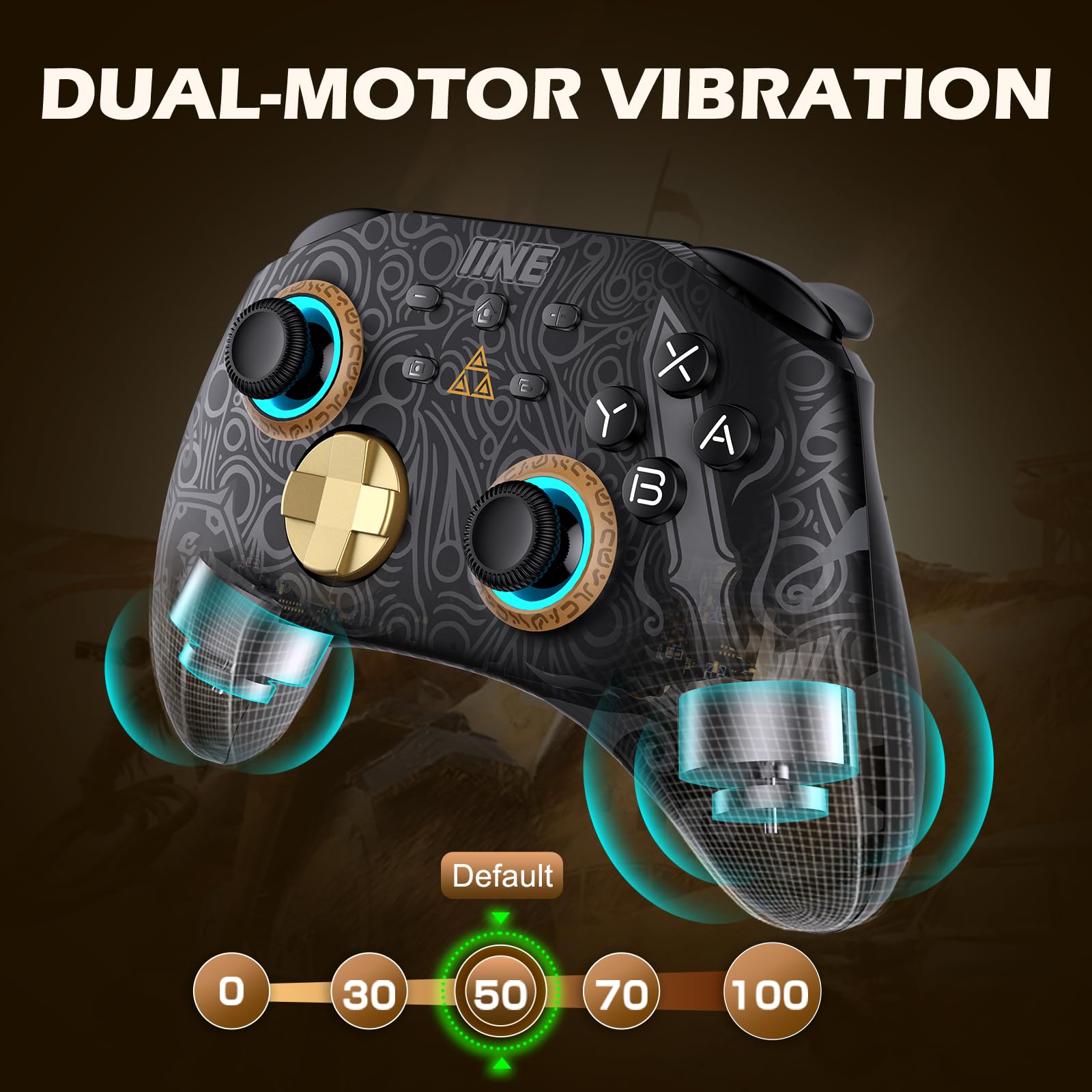 IINE Wireless Pro Controller for Nintendo Switch/Lite/OLED - RGB Gamepad with Headset Jack, Macro Settings, Turbo Mode & Adjustable Dual-Motor Vibration - Perfect for Gaming at Home or On-The-Go