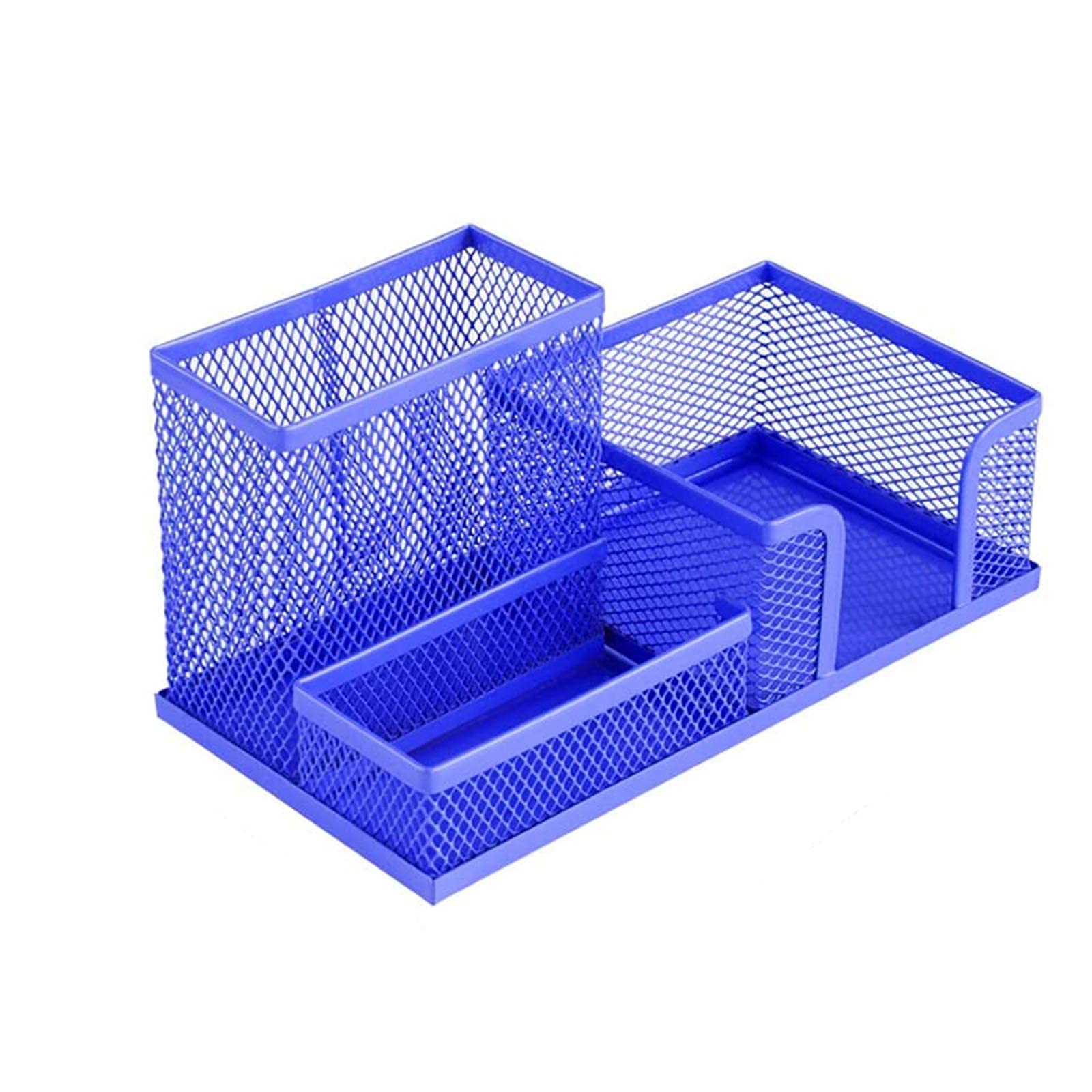 FMOGE Mesh Desk Organizer Set - Metal Pencil Holder & Office Desk Organizer with Multi-Functional Storage Compartments (Dark Blue) - Perfect for Home Office, School & Workspace Organization