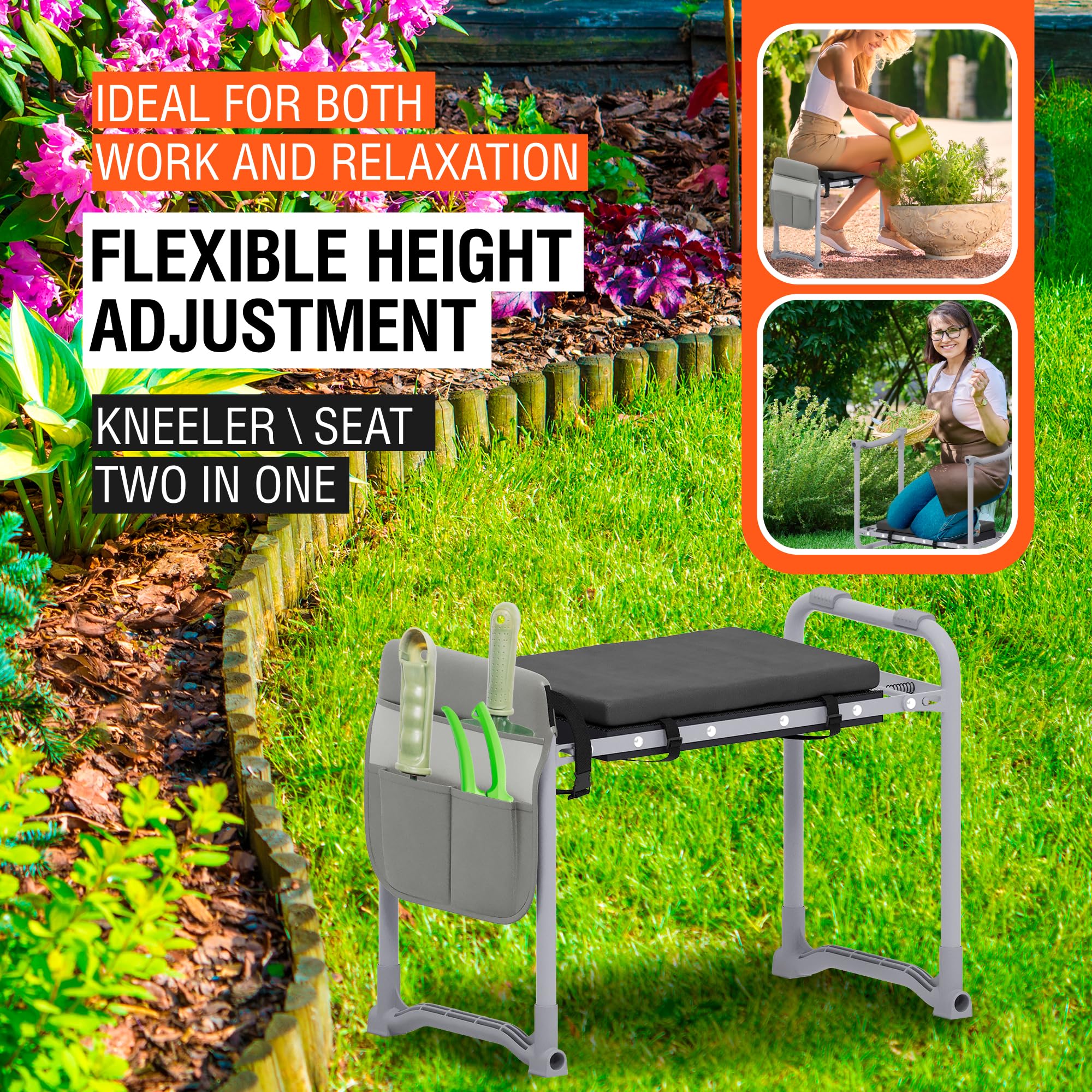 **Ergonomic Garden Kneeler and Seat - Adjustable Kneeling Bench with Handles for Gardening, Seniors & Outdoor Use - Perfect for Planting, Weeding & Yard Work**