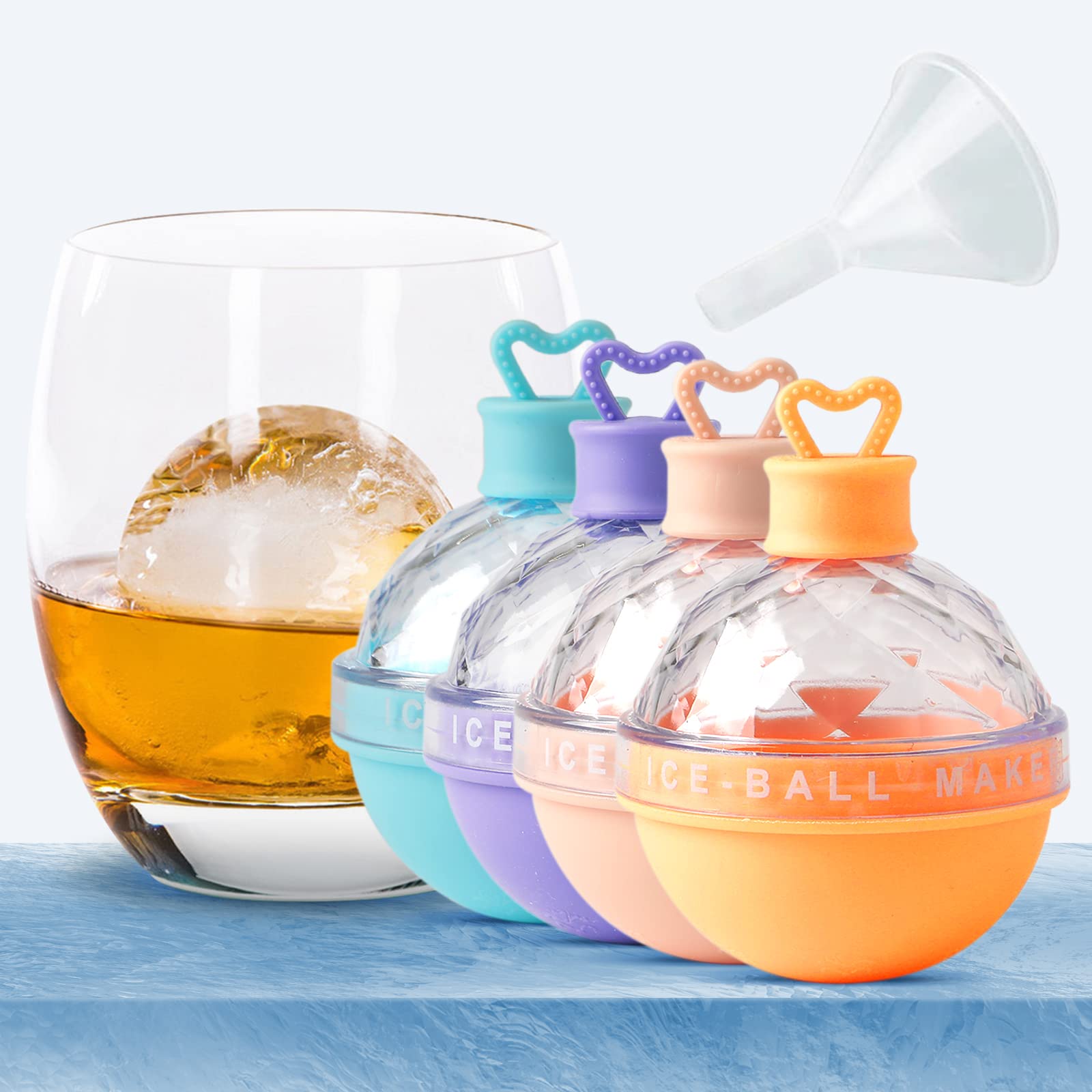 2Pcs Silicone Ice Ball Molds with Funnel - 2.6