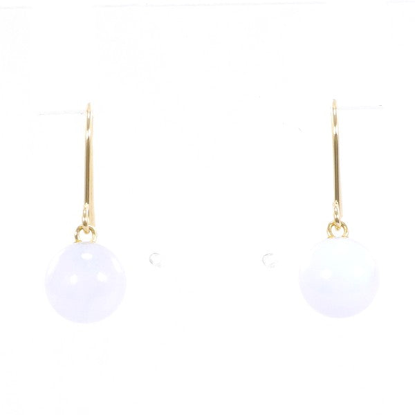 18K Yellow Gold Blue Lace Agate Earrings - Elegant Dangle Jewelry for Women | Perfect for Weddings, Parties & Special Occasions