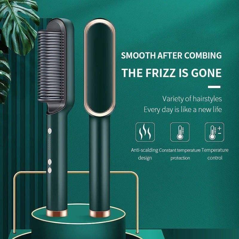 SHREEGUN VILLA Electric Hair Straightener Comb Brush for Men & Women - PTC Technology with 5 Temperature Settings for Hair Straightening & Smoothing | Perfect for Home Use, Travel & Salon Styling