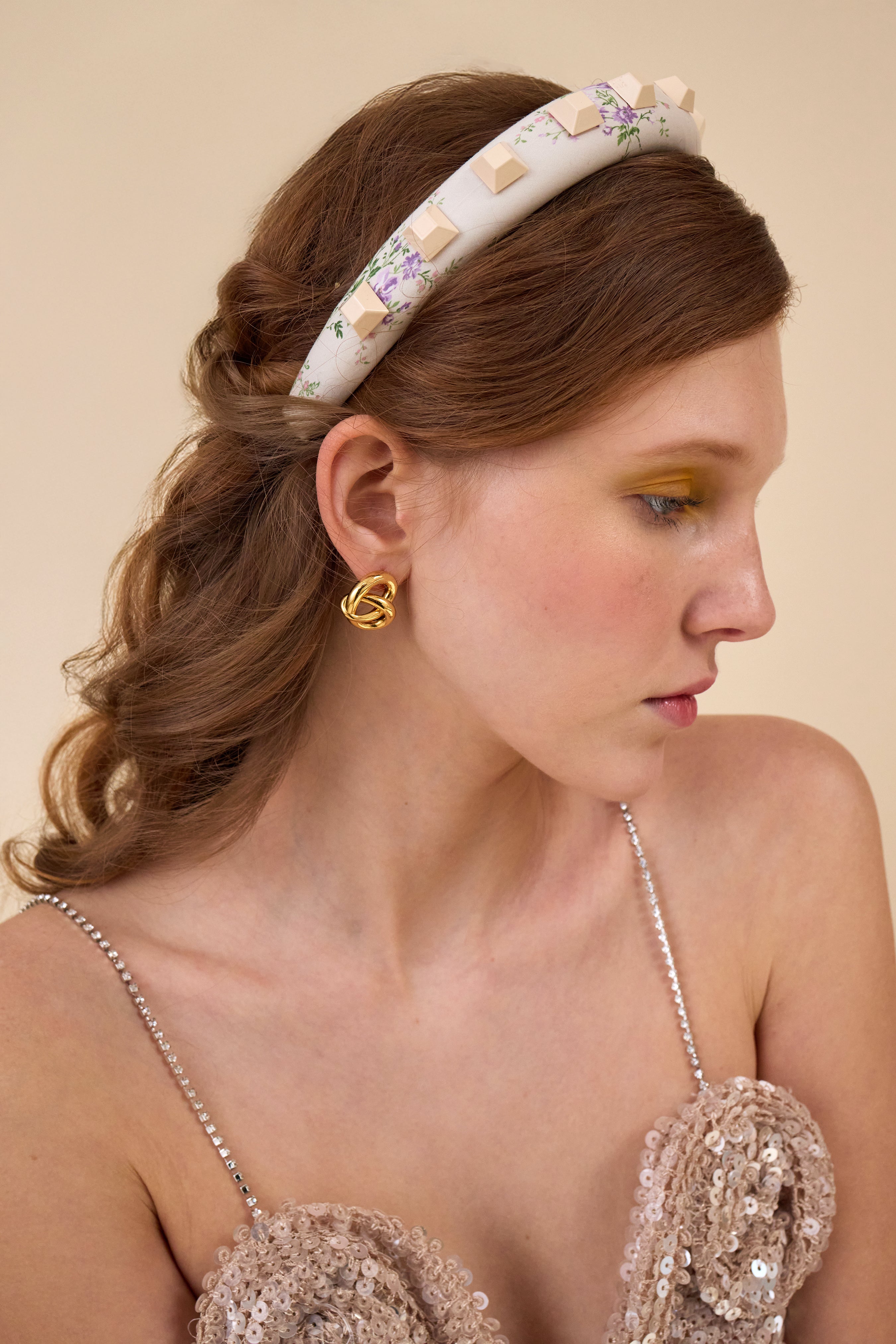 Heather Studded Floral Headband for Women - Bohemian Hair Accessories for Weddings, Parties & Music Festivals