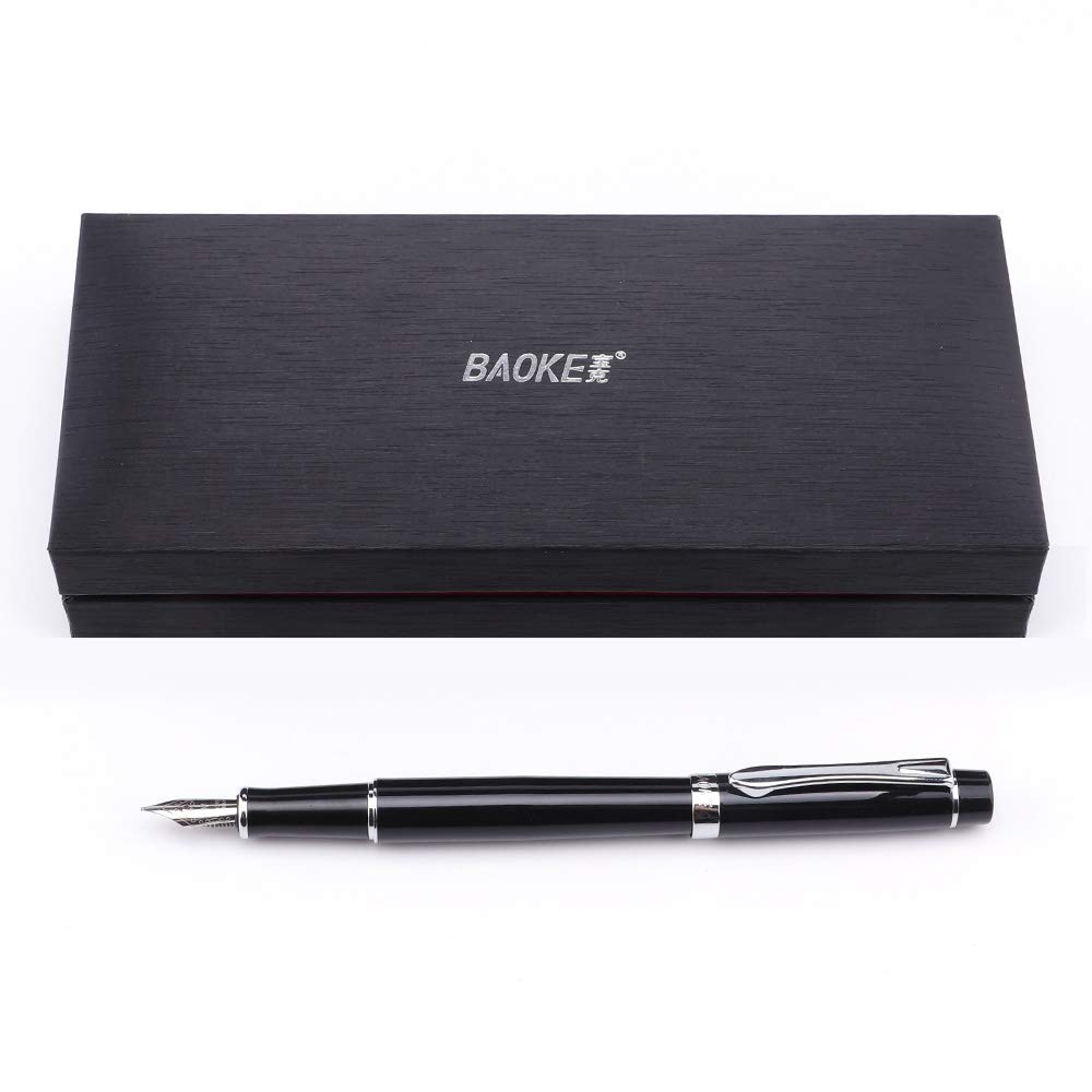 Premium Refillable Black Fountain Pen with Fine Nib - Luxury Business Writing Pen for Men (Gift Box Included) - Ideal for Office Use, Professional Signatures & Elegant Gift Giving