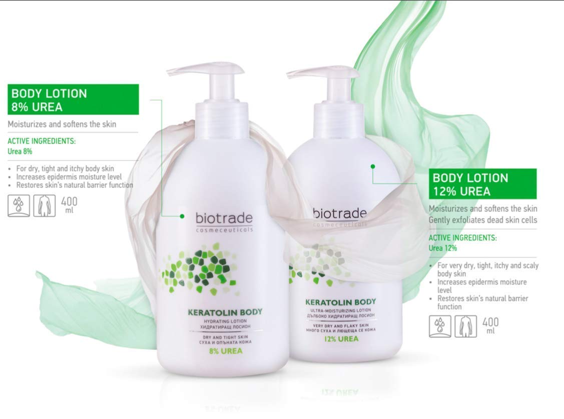 Keratolin Hydrating Body Lotion with 12% Urea - Moisturizing Dry Skin Treatment for Rough Elbows, Knees & Feet - Perfect for Daily Hydration & Cracked Skin Care