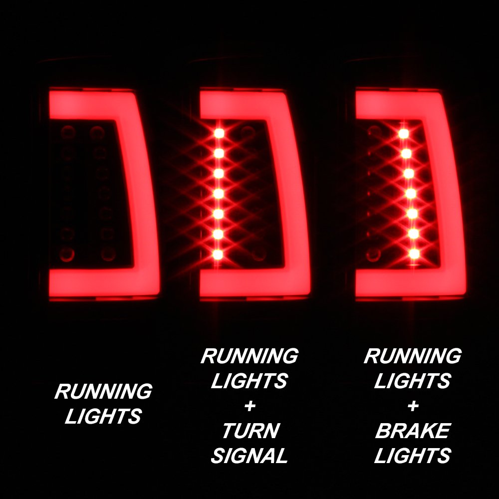 AKKON C-Shape LED Tail Brake Lights for 2000-2006 Chevy Suburban Tahoe & GMC Yukon XL - Black Left+Right Pair - Enhanced Visibility & Style for Night Driving & Off-Road Adventures