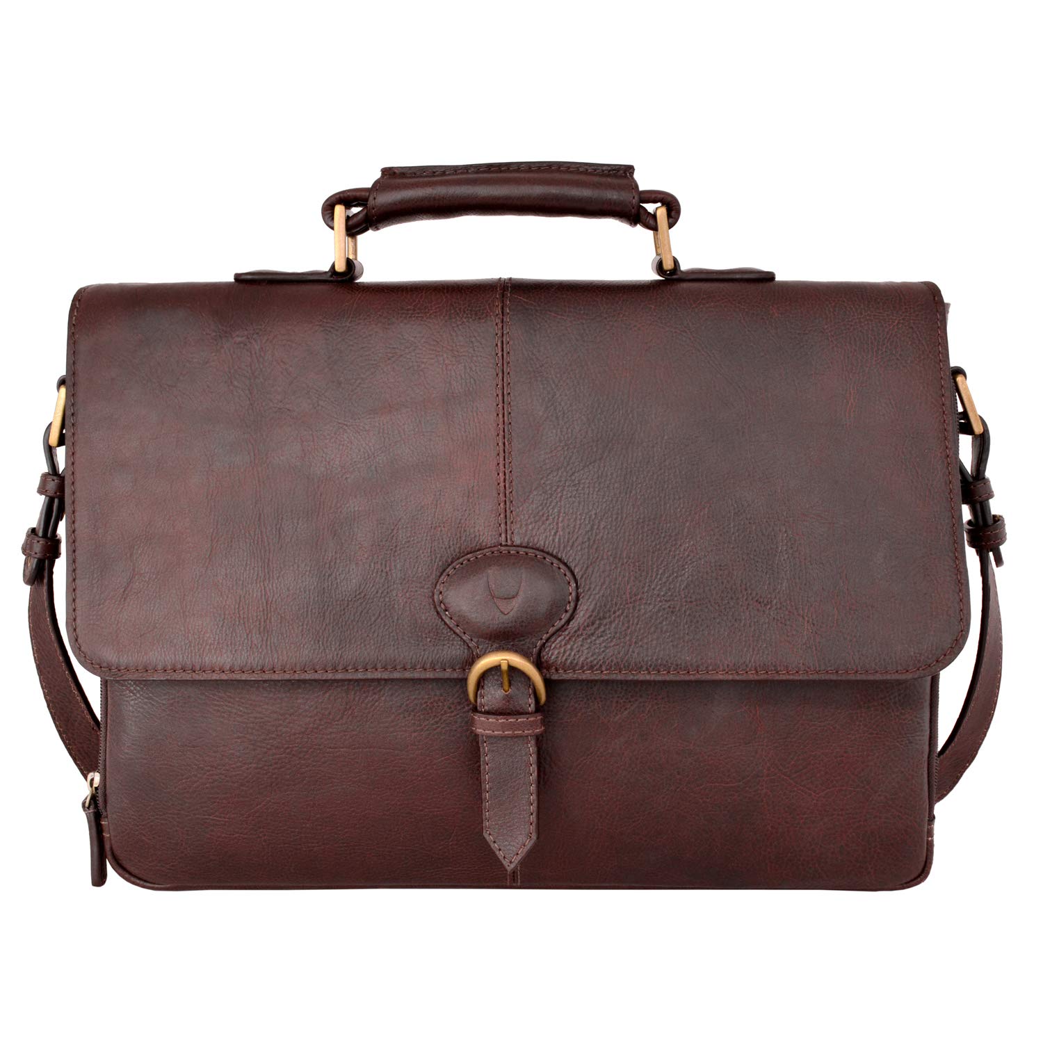 HIDESIGN Parker Genuine Leather Medium Briefcase for Men & Women - Professional Business Laptop Bag - Brown Office Work Bag for Daily Commute & Business Travel