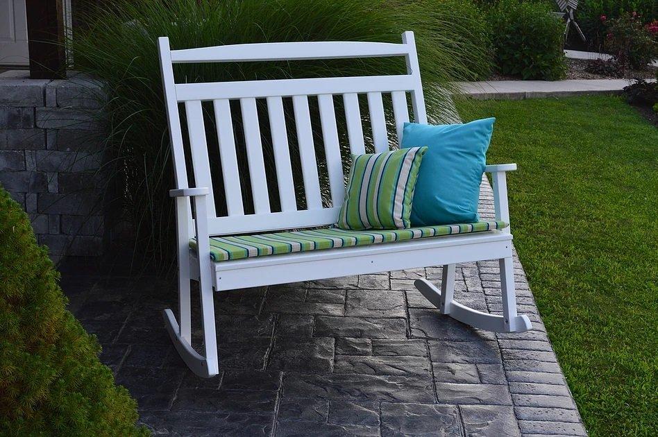 A & L Furniture Poly Classic Double Rocker - Comfortable Outdoor Patio Rocking Chair for Porch, Garden, and Backyard Relaxation