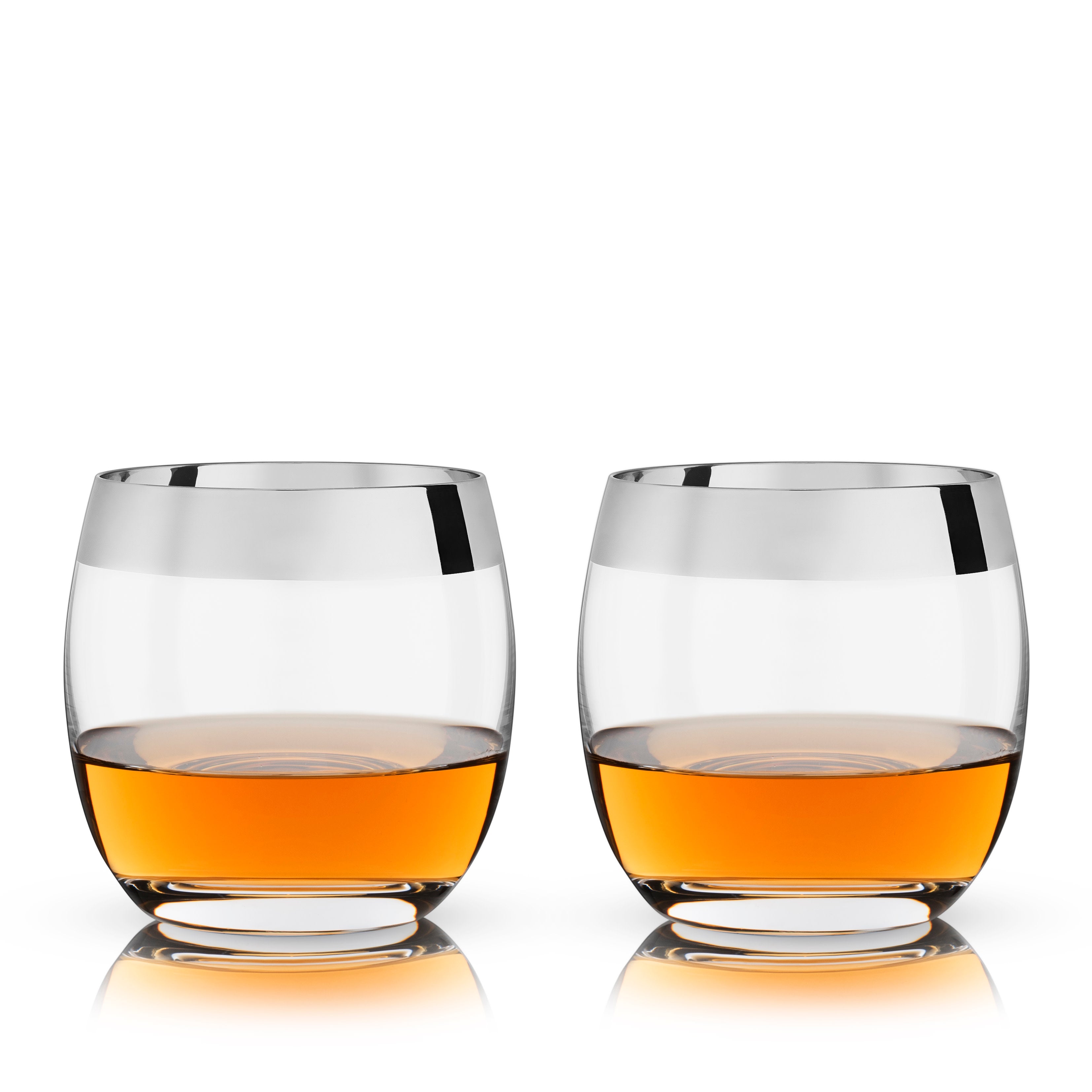 Premium Irving Chrome Rimmed Crystal Tumblers Set of 2 - Elegant Drinking Glasses for Cocktails, Whiskey & Wine - Perfect for Home Bar, Dinner Parties & Wedding Gifts