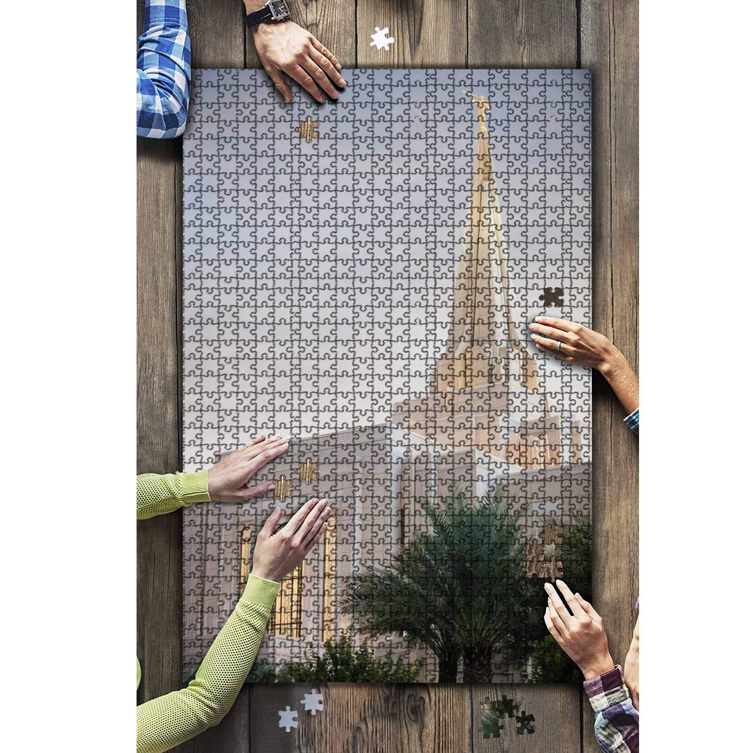 1000-Piece Wooden Jigsaw Puzzle - Gilbert Arizona LDS Temple Landscape - Challenging Adult Puzzle Game for Family & Friends - DIY Educational Toy & Home Decor Gift for Christmas, Birthday & Relaxation (Perfect for Family Game Nights, Stress Relief & Home Decoration)