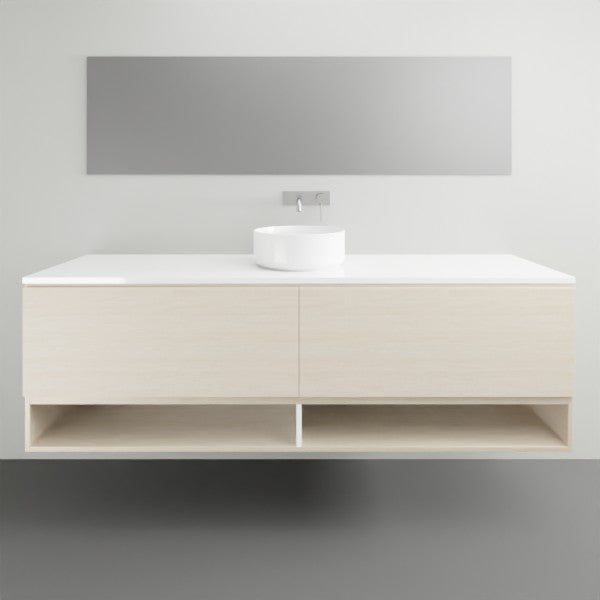 ADP Glacier Lite Shelf Slim Vanity with Solid Surface Top - Modern Bathroom Storage Solution for Small Spaces, Perfect for Makeup Organization and Bathroom Essentials