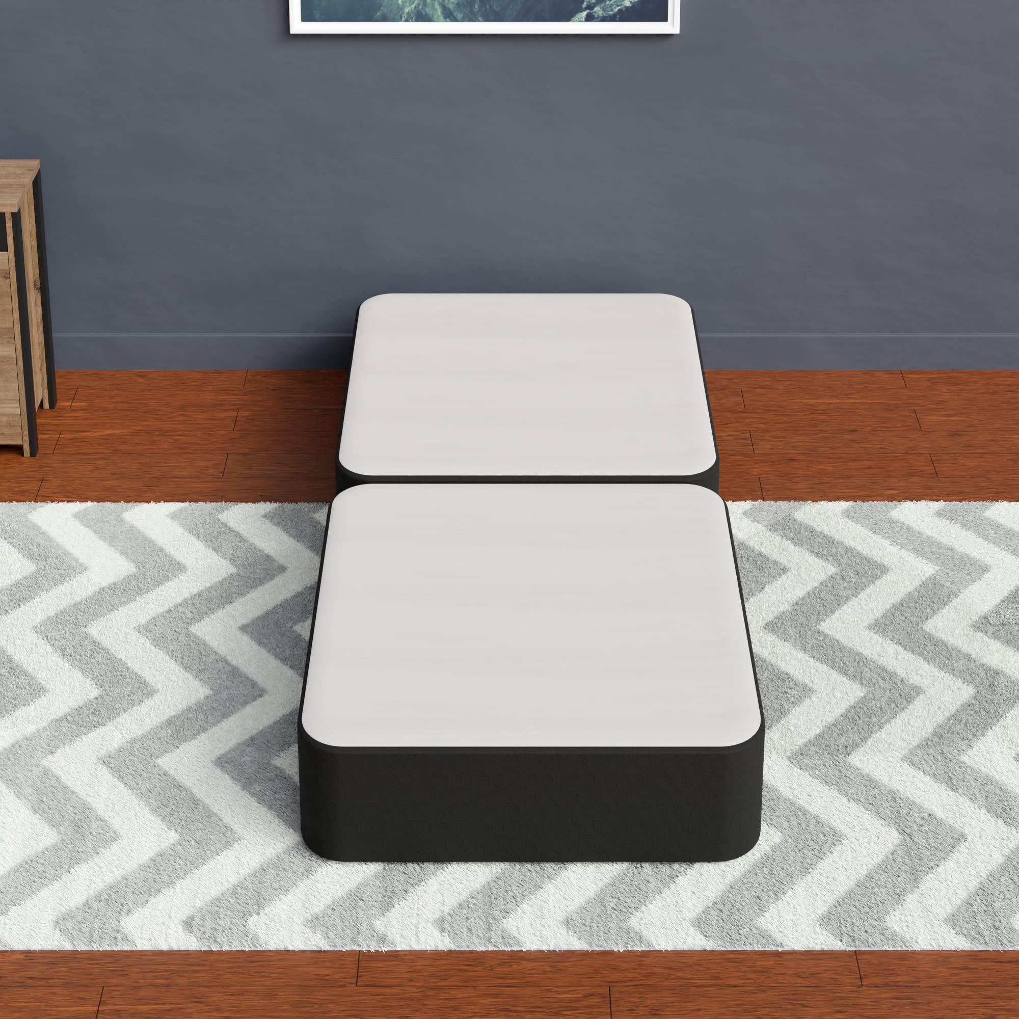 Spring Air Wood Split Low Profile Traditional Fully Assembled Foundation - Sturdy Wooden Frame Mattress Box Spring for Twin Bed, Black | Durable Bedding Support for Home, Guest Room & Dorm Use