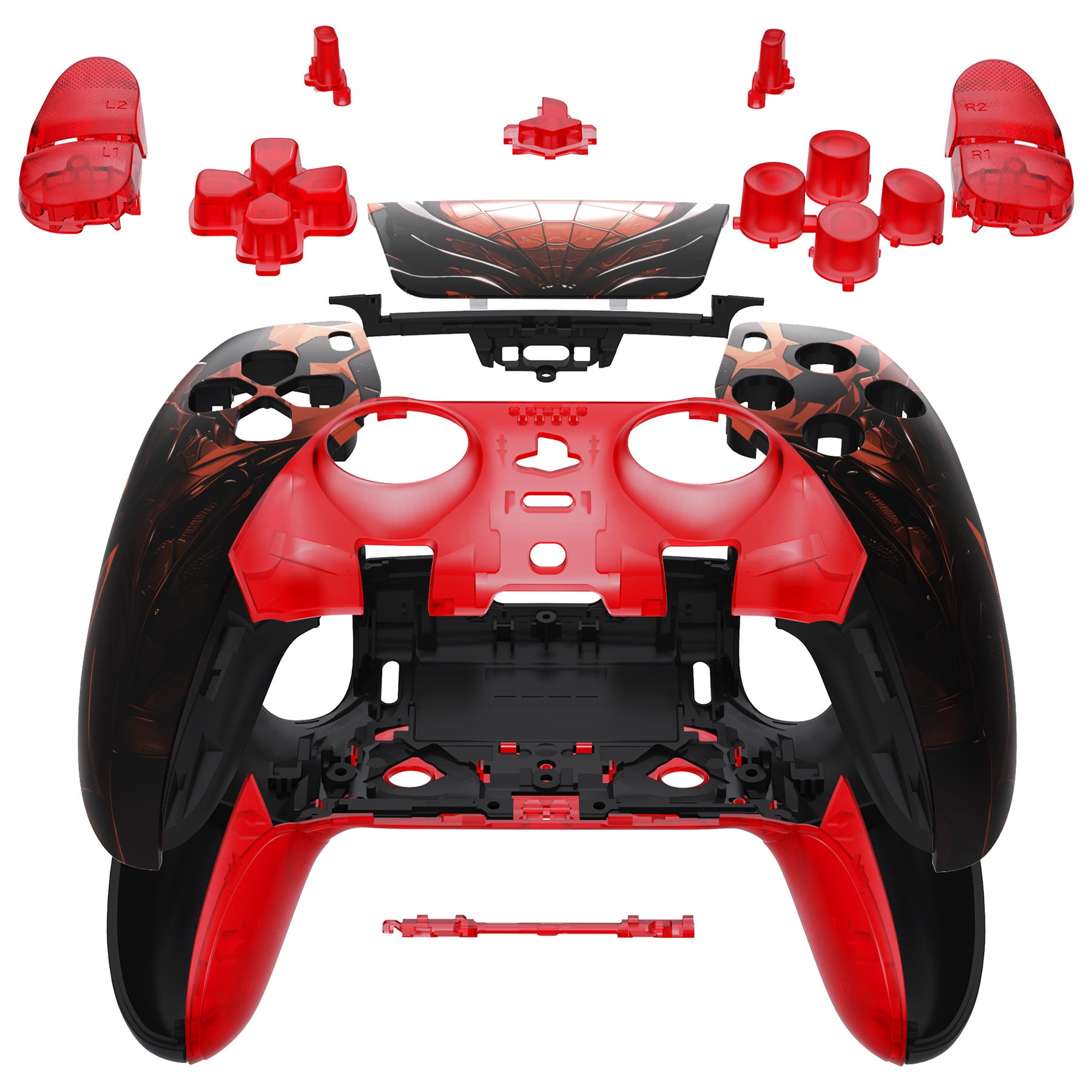 eXtremeRate Spider Armor Full Housing Shell with Buttons & Touchpad Cover for PS5 Edge Controller - Custom Replacement Front & Back Plates, Decorative Trim Shell | Gaming Accessories for Enhanced PS5 Experience