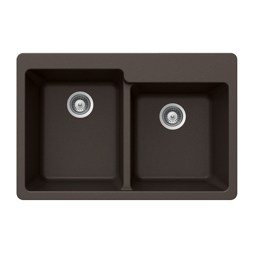 Houzer M-175 Quartztone Series Granite Topmount 60/40 Double Bowl Kitchen Sink - Durable & Stylish for Modern Kitchens, Perfect for Cooking & Cleaning
