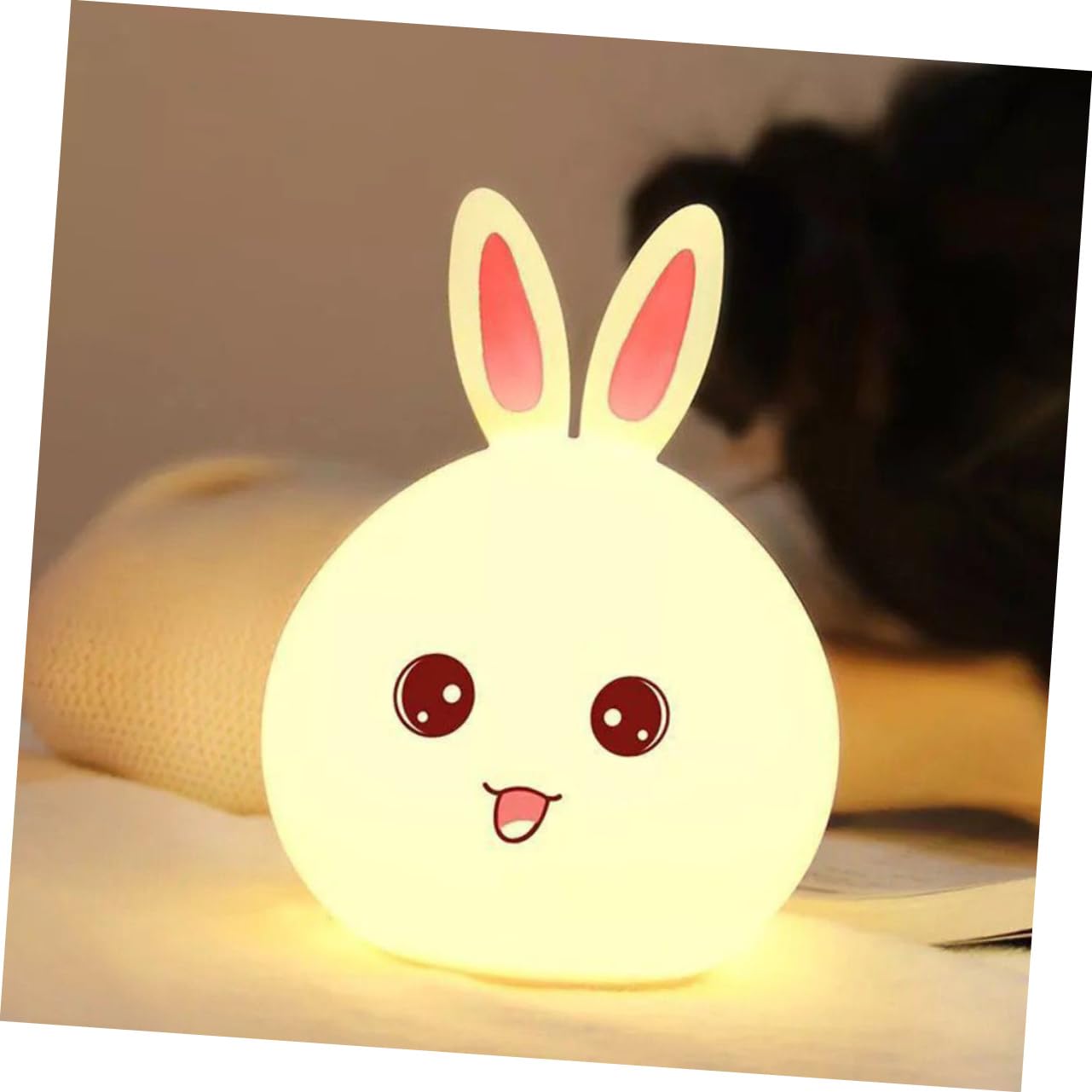 Cute USB Night Light - Pink Rabbit Cartoon Night Lamp with USB Plug for Kids, Nursery, Bedroom - Perfect for Bedtime, Reading & Decor
