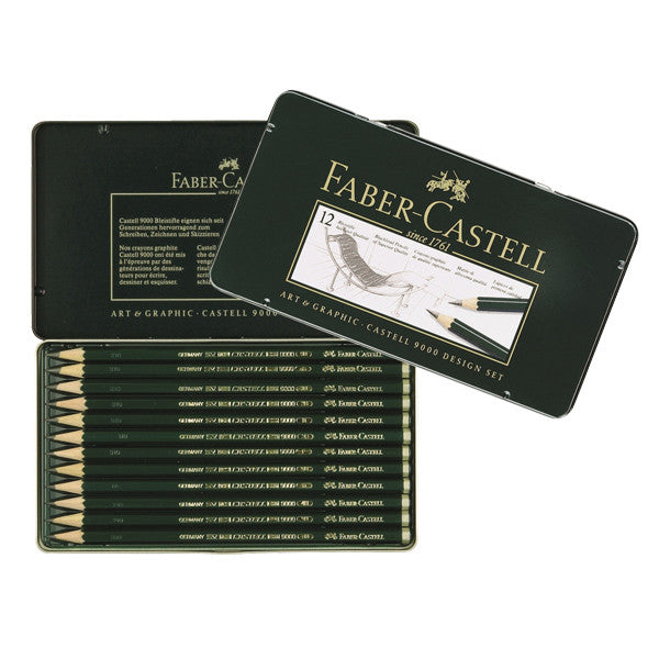 Faber-Castell 9000 Graphite Pencils - Tin of 12 Premium Drawing Pencils for Artists, Sketching & Professional Artwork - Perfect for Sketching, Shading & Detailed Drawing
