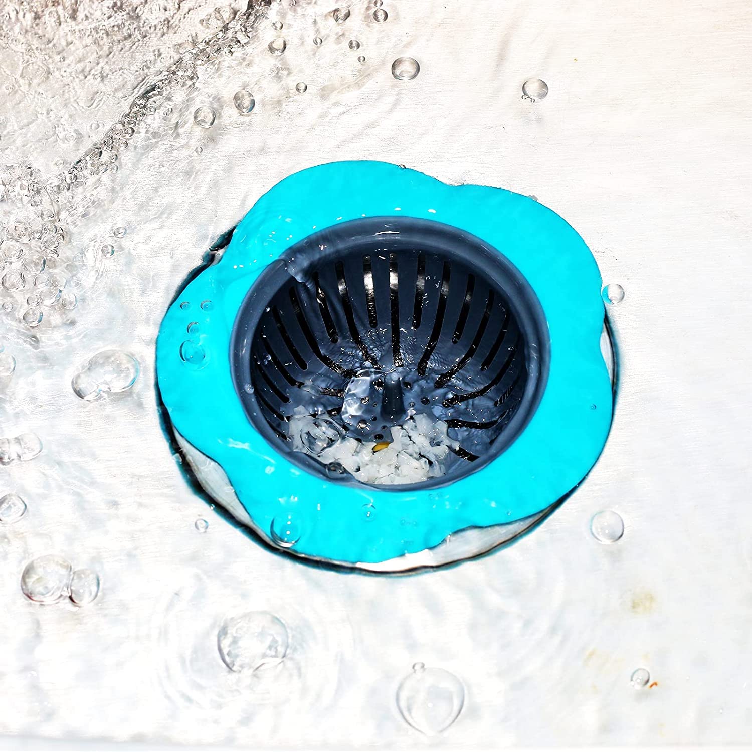 ARQIVO Silicone Kitchen Sink Strainer - 2 Pack Plastic Basin Drain Stopper with Easy Clean Filter Basket, Food Debris Catcher to Prevent Clogs | Perfect for Washing Dishes, Fruits & Vegetables in Kitchen Sink
