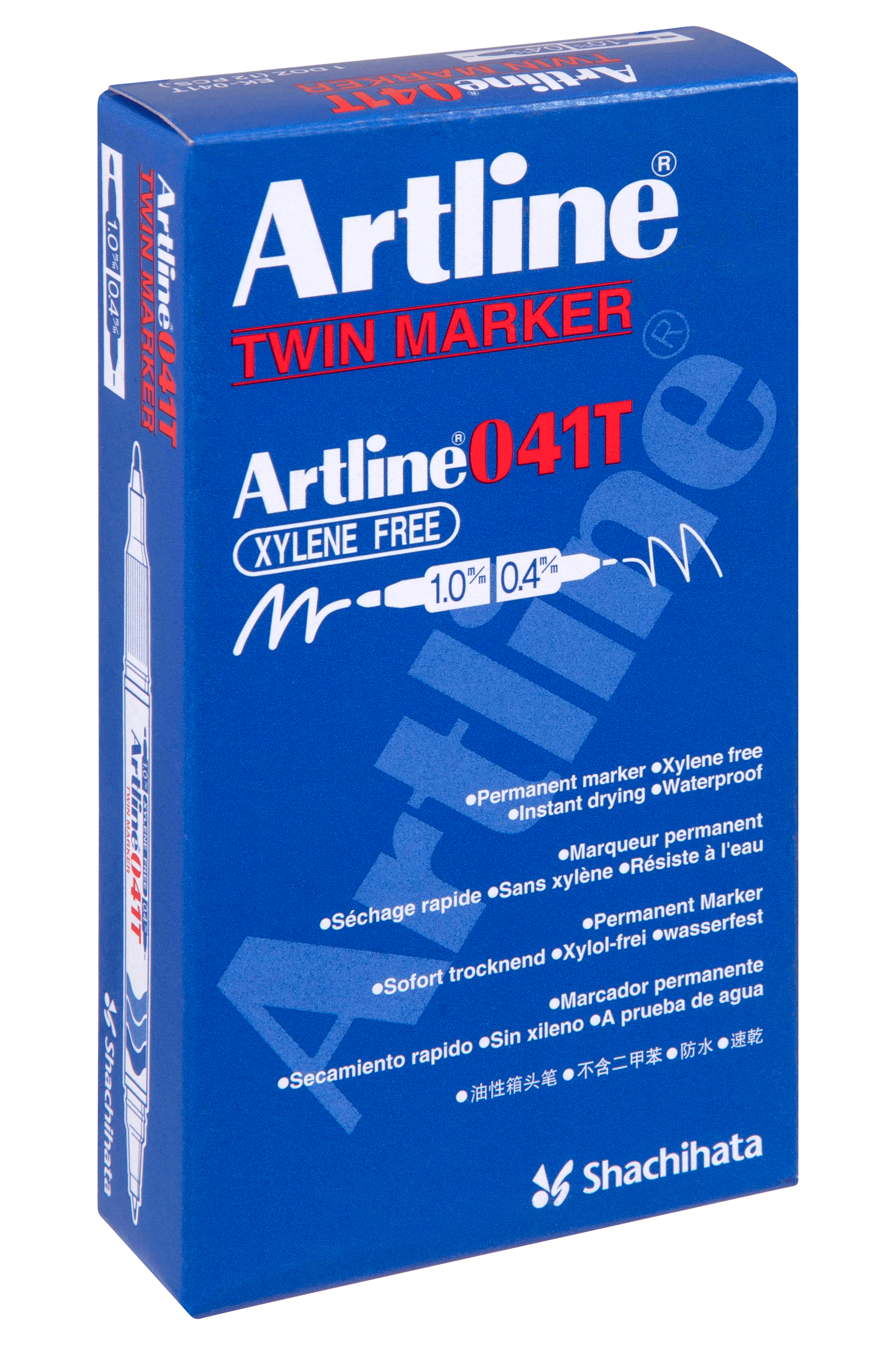 Artline 041T Permanent Dual Tip Marker Pen - Black Ink, Pack of 12 - Ideal for Office, School, Art Projects & Labeling
