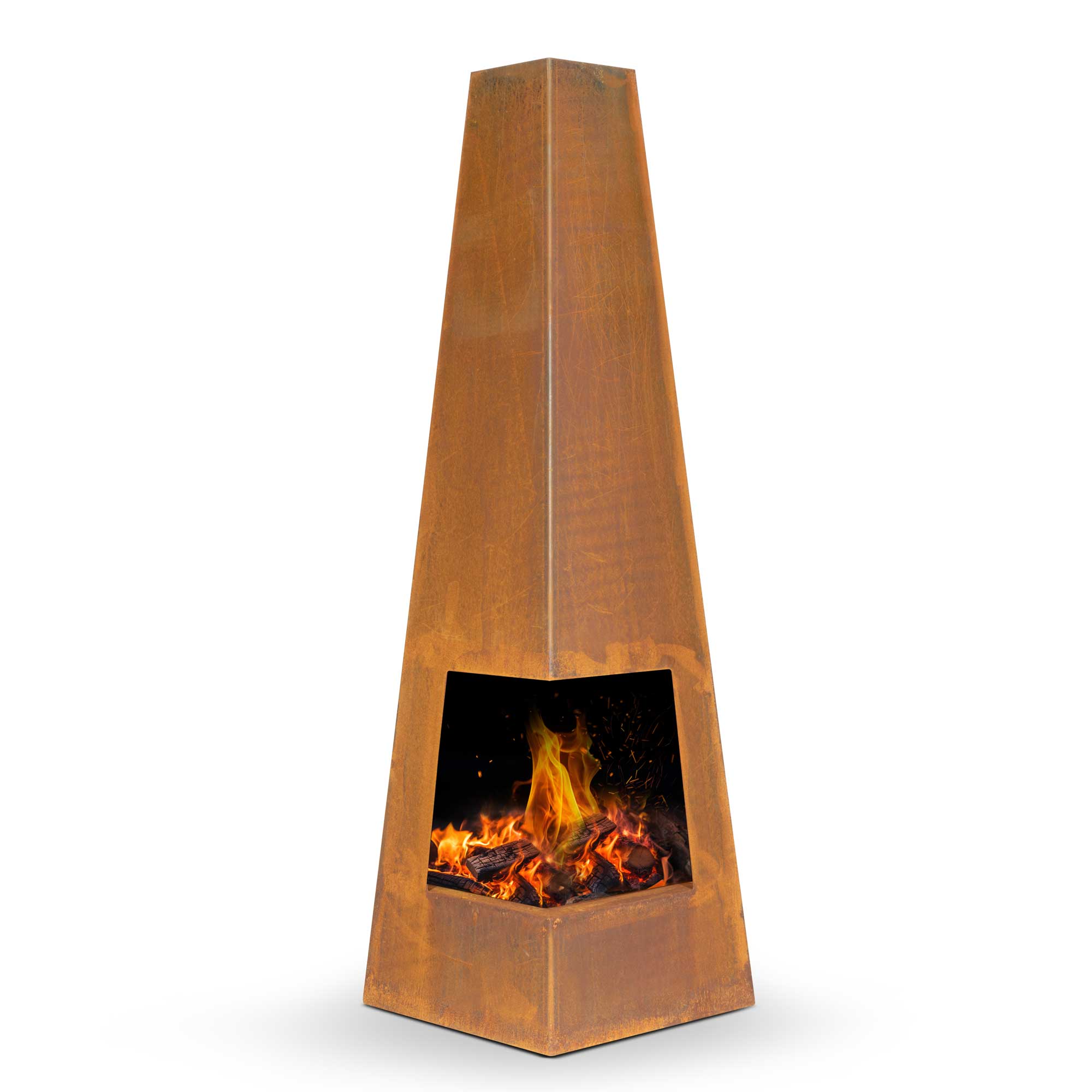 Outdoor Pyramid Chiminea Wood Burner - Corten Steel Patio Heater for Garden, Backyard & Camping | Perfect for Cozy Nights & Outdoor Gatherings