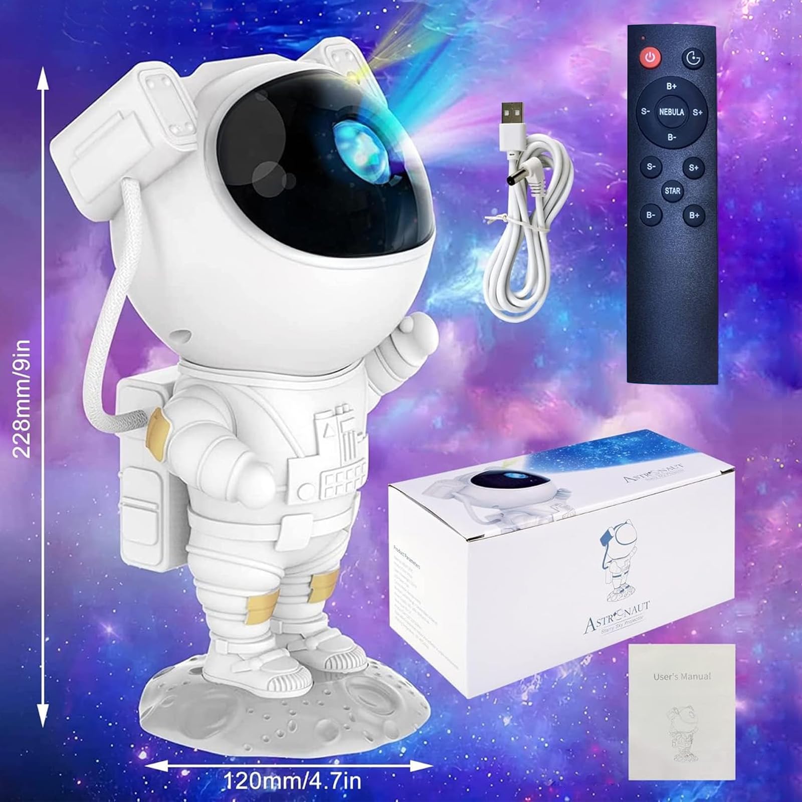 Astronaut Galaxy Projector Night Light with Timer & Remote Control - 360° Adjustable Star Projector for Bedroom Ceiling | Perfect for Kids Room Decor, Meditation Space & Romantic Ambience | Best Gift for Children & Adults