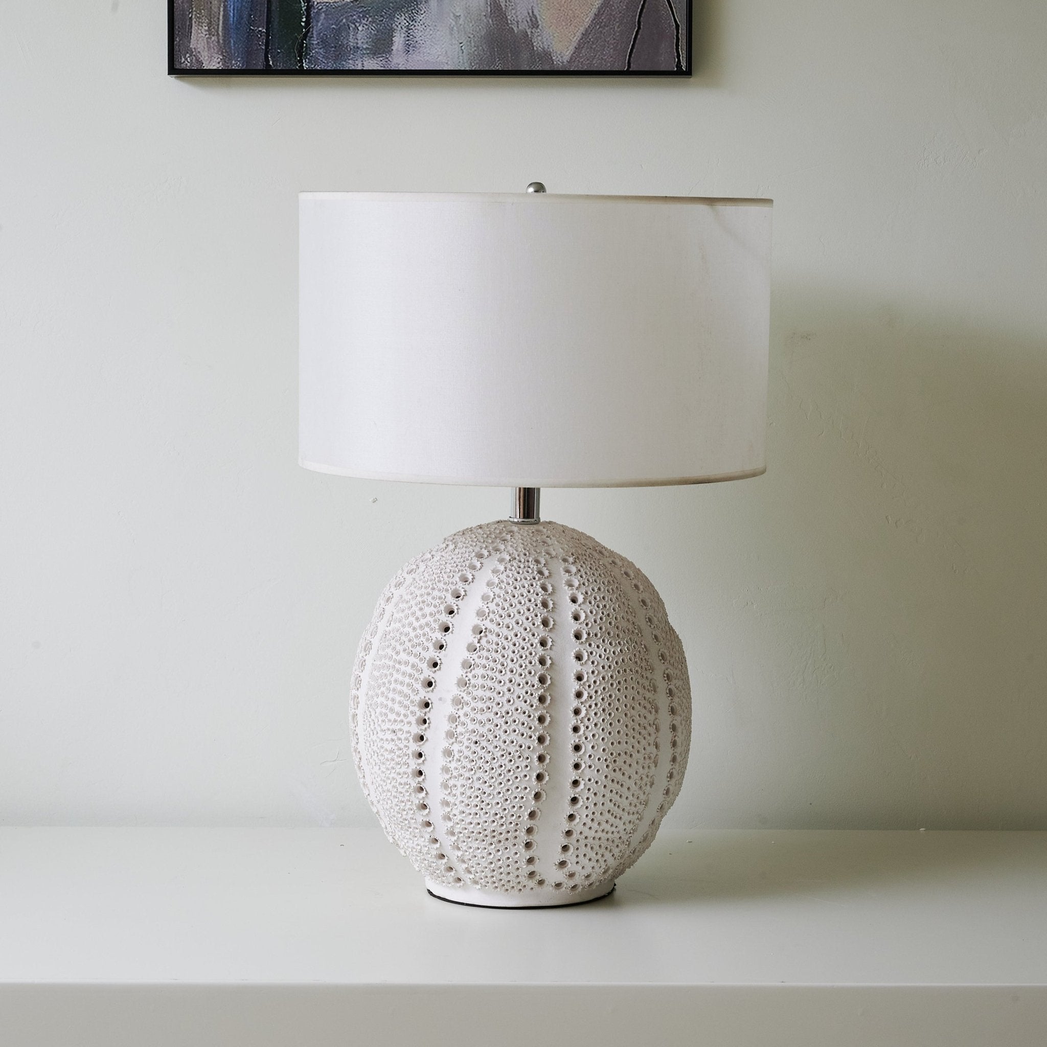 Urchin Textured Ceramic Table Lamp - Modern Home Decor for Living Room, Bedroom & Office - Soft Ambient Lighting for Cozy Spaces
